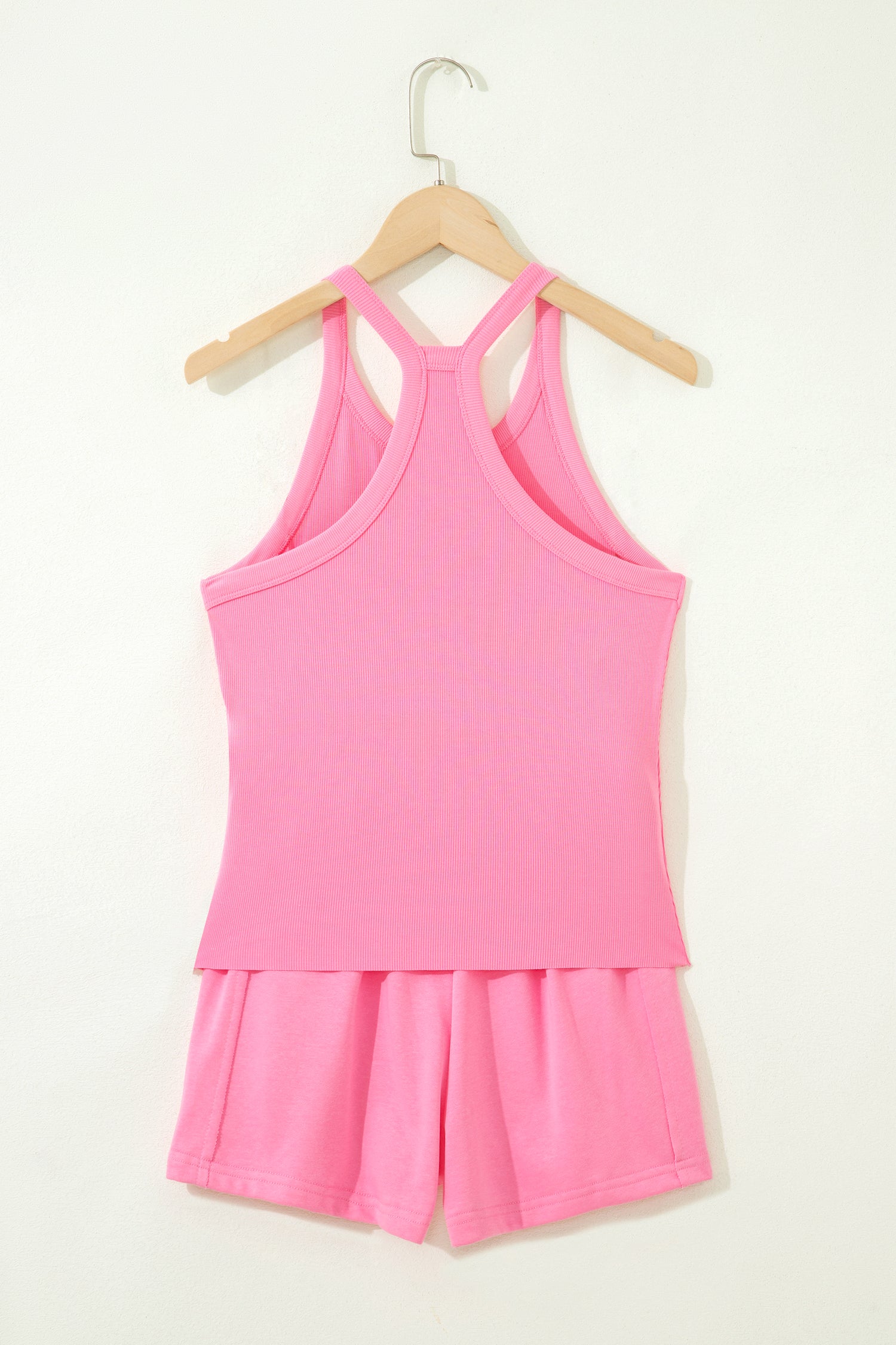 Ribbed Tank Top Shorts Set | Elastic High-Waist Outfit