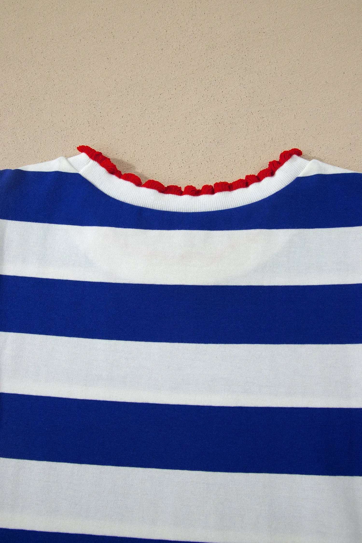 Dear-Lover Dropshipping Coastal Confidence | Striped Round Neck Puff Sleeve Mini Dress With Contrast Trim - Dresses Dresses/Mini Dresses