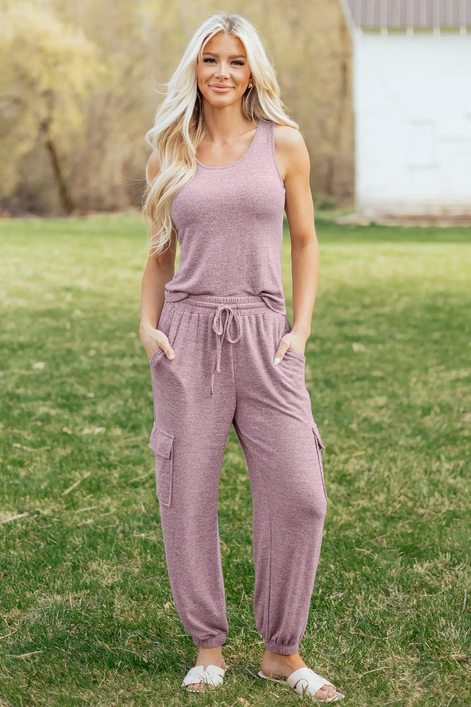 J&H Apparel Orchid Bouquet Casual Tank Top Drawstring Jogger Pants 2pcs Outfit - Outfit Sets Two Piece Sets/Pant Sets