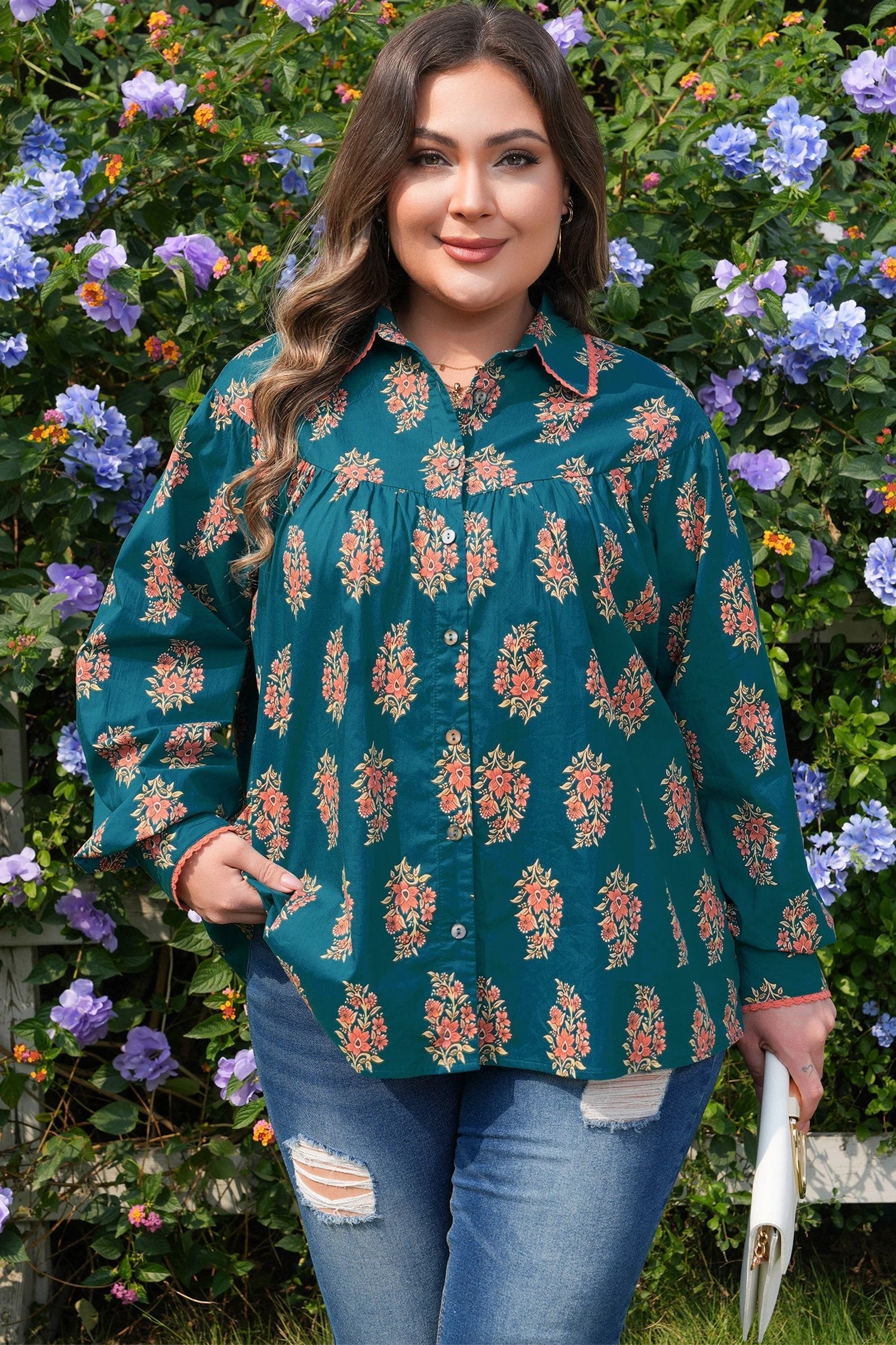 plus size floral blouse