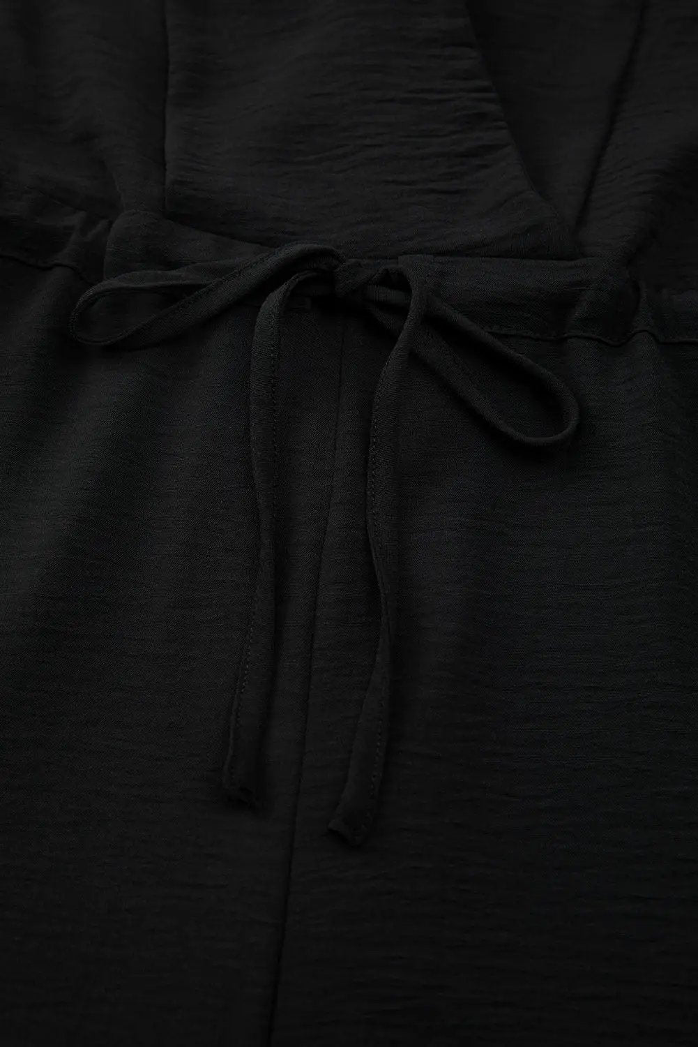 Dear-Lover Dropshipping Black Solid Spaghetti Strap Wide Leg Drawstring High Waist Jumpsuit - Bottoms/Jumpsuits & Rompers