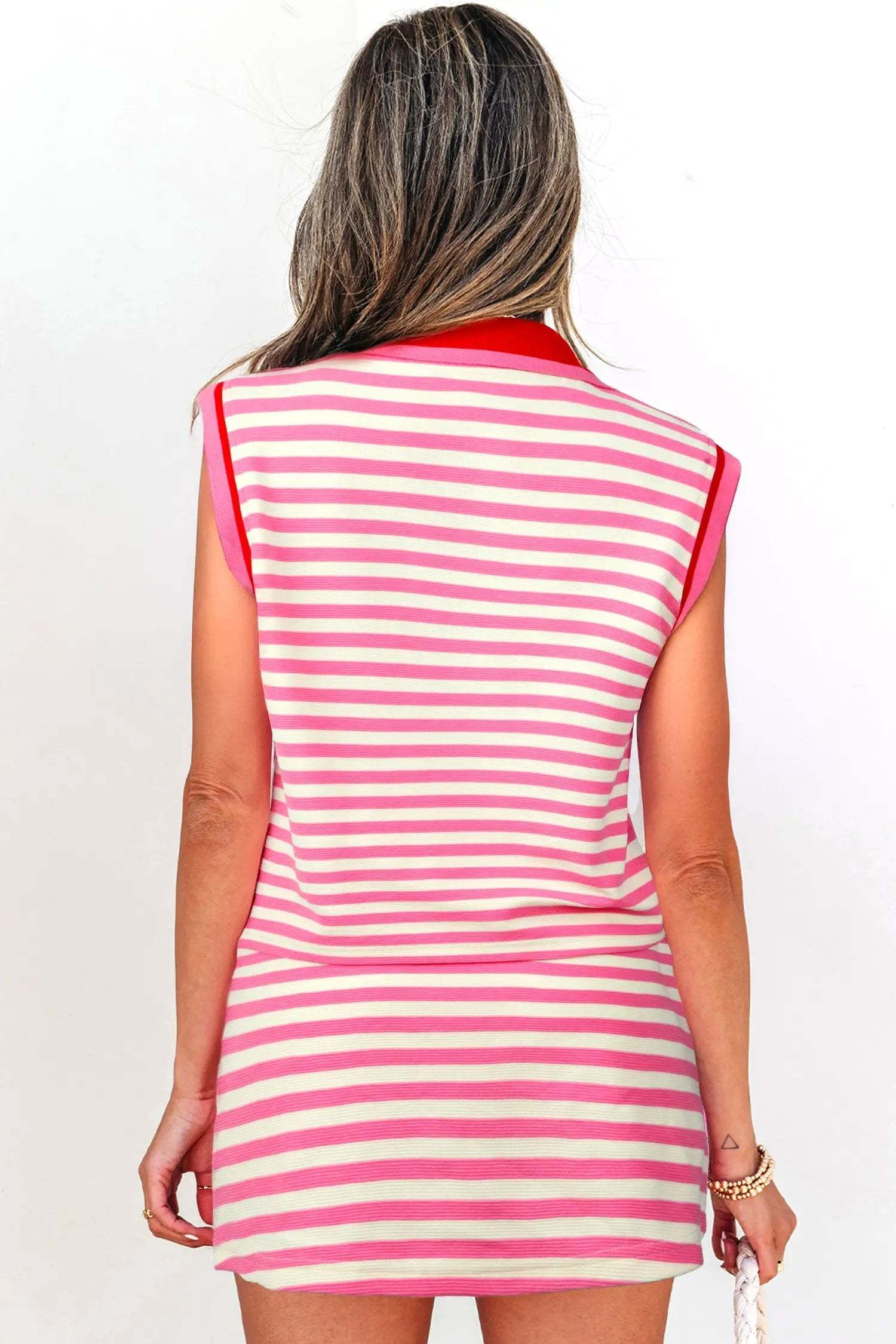  Textured stripe skort set 