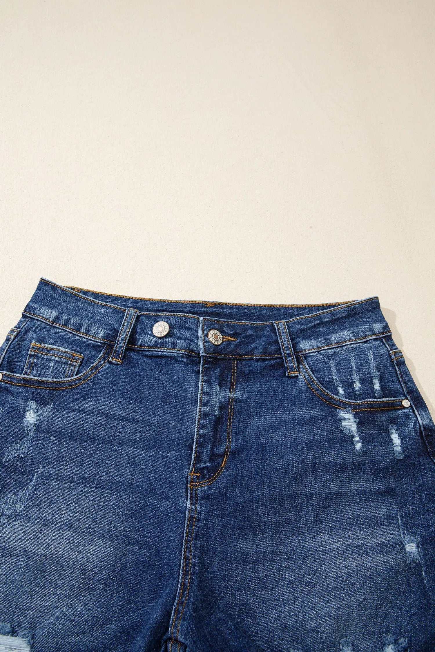 Dear-Lover Dropshipping Effortlessly Chic | Asymmetric Raw-Hem Distressed Denim Shorts - Bottoms/Denim Shorts