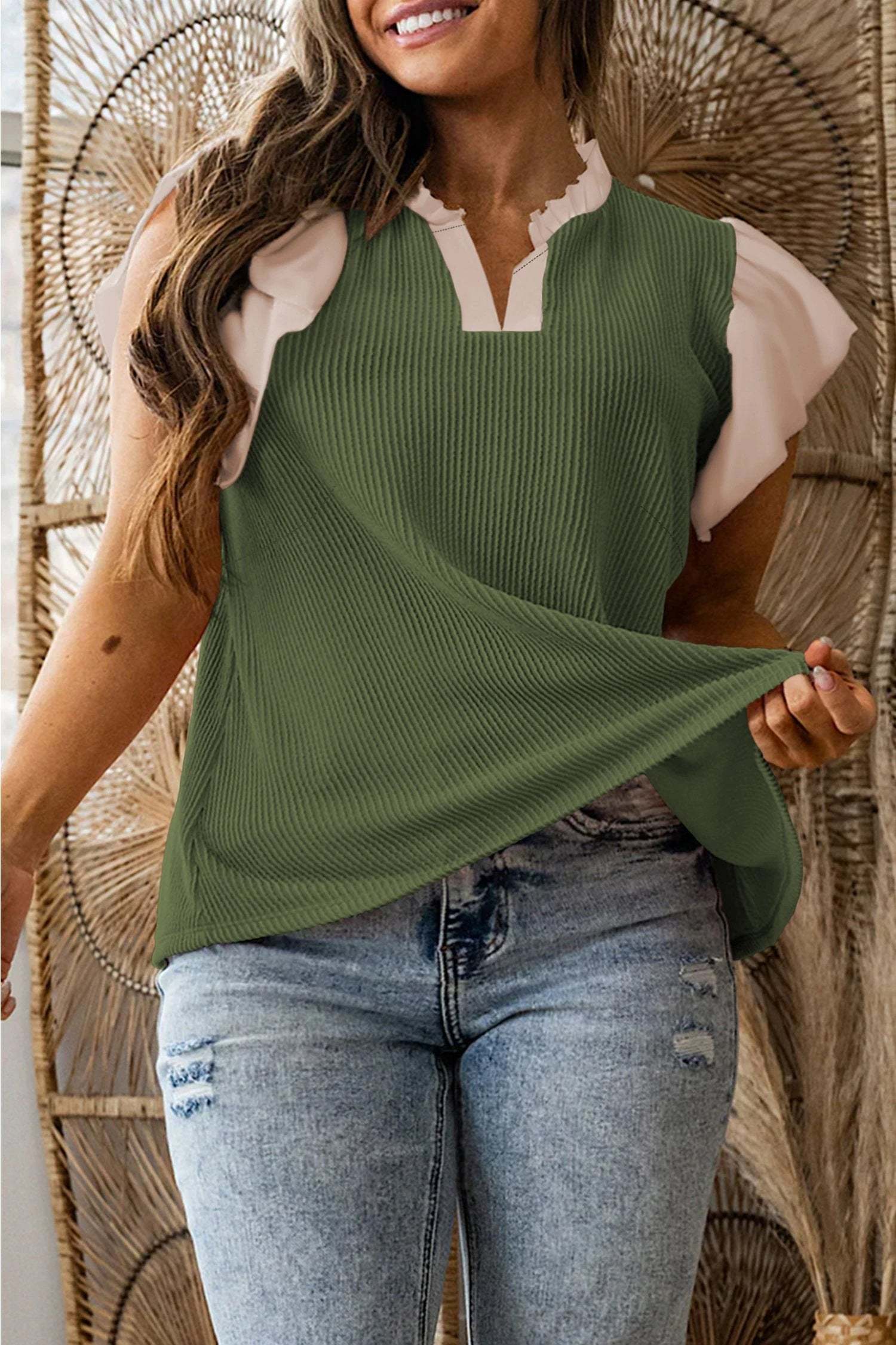 Plus Size Ribbed Blouse