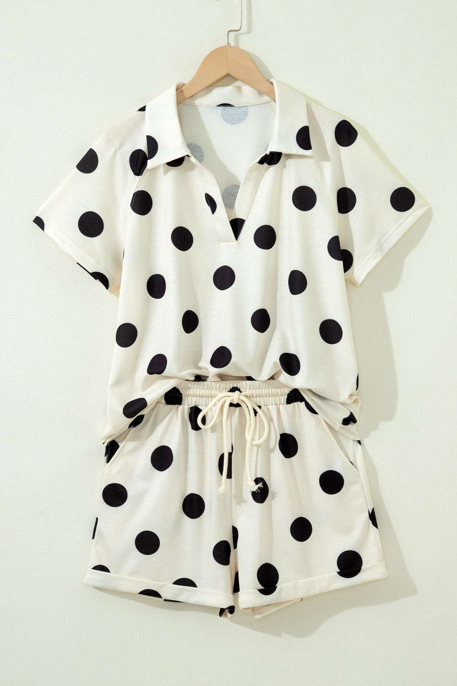 Polka Dot Tee Short Set | V-Neck Casual Outfit Set