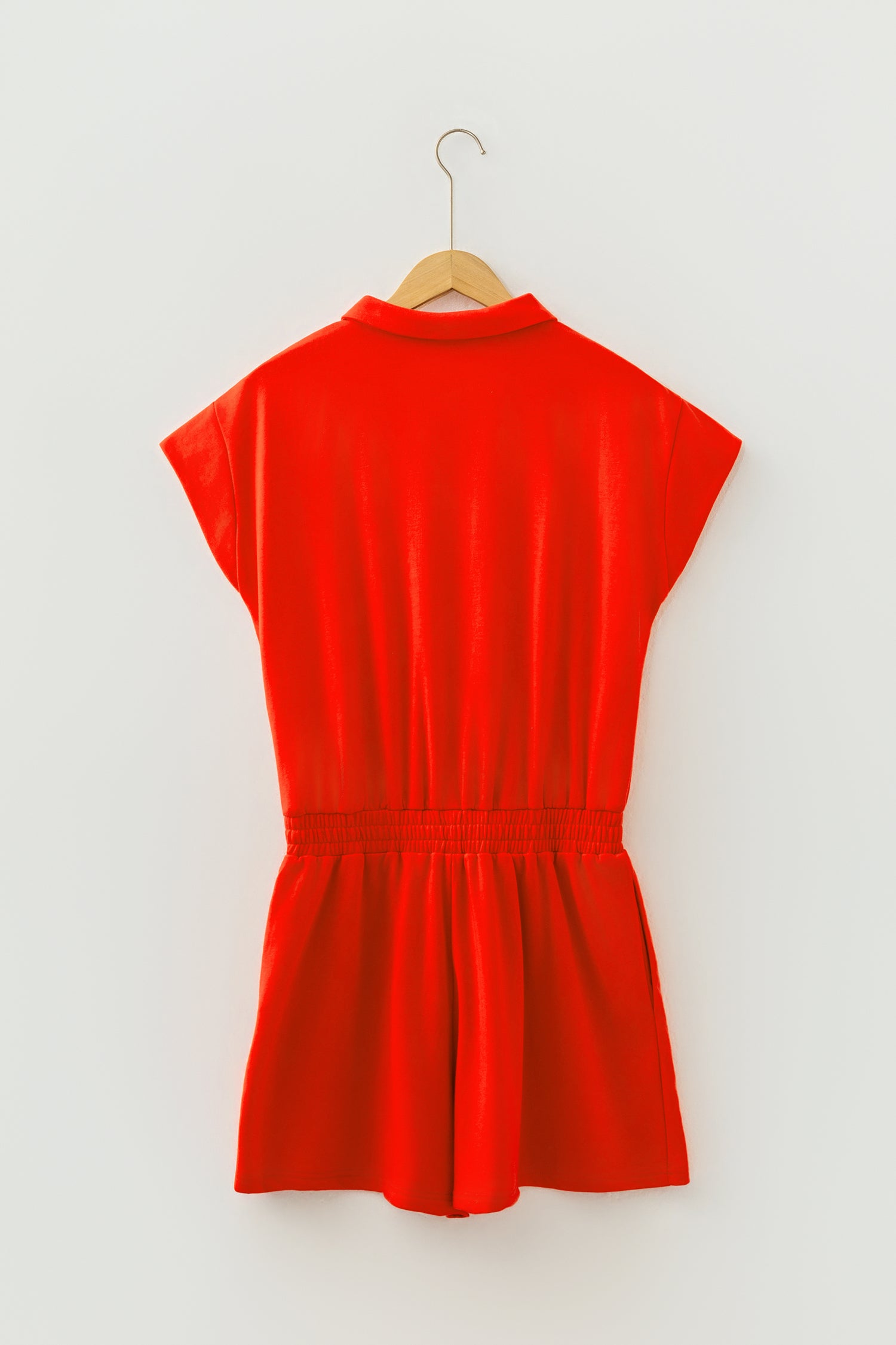 Half Zip Polo Tee Elastic Waist Romper — everyday dress for women | J&H Apparel