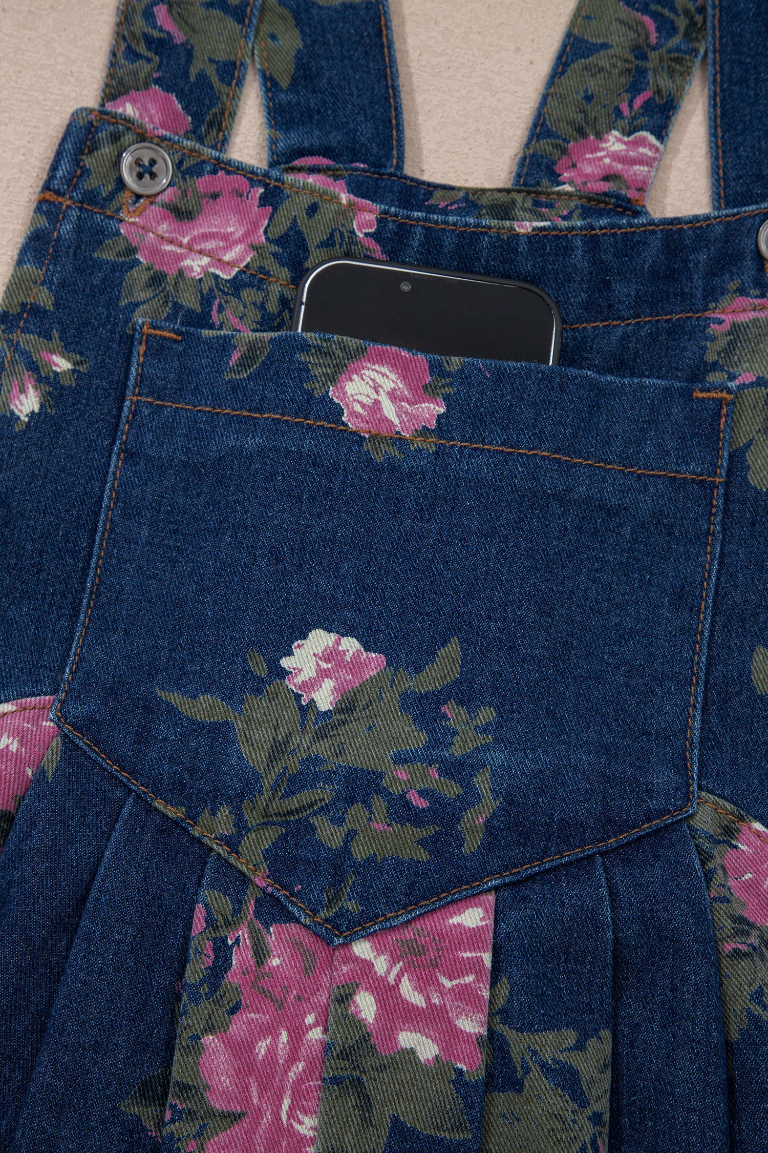 Floral Denim Jumpsuit