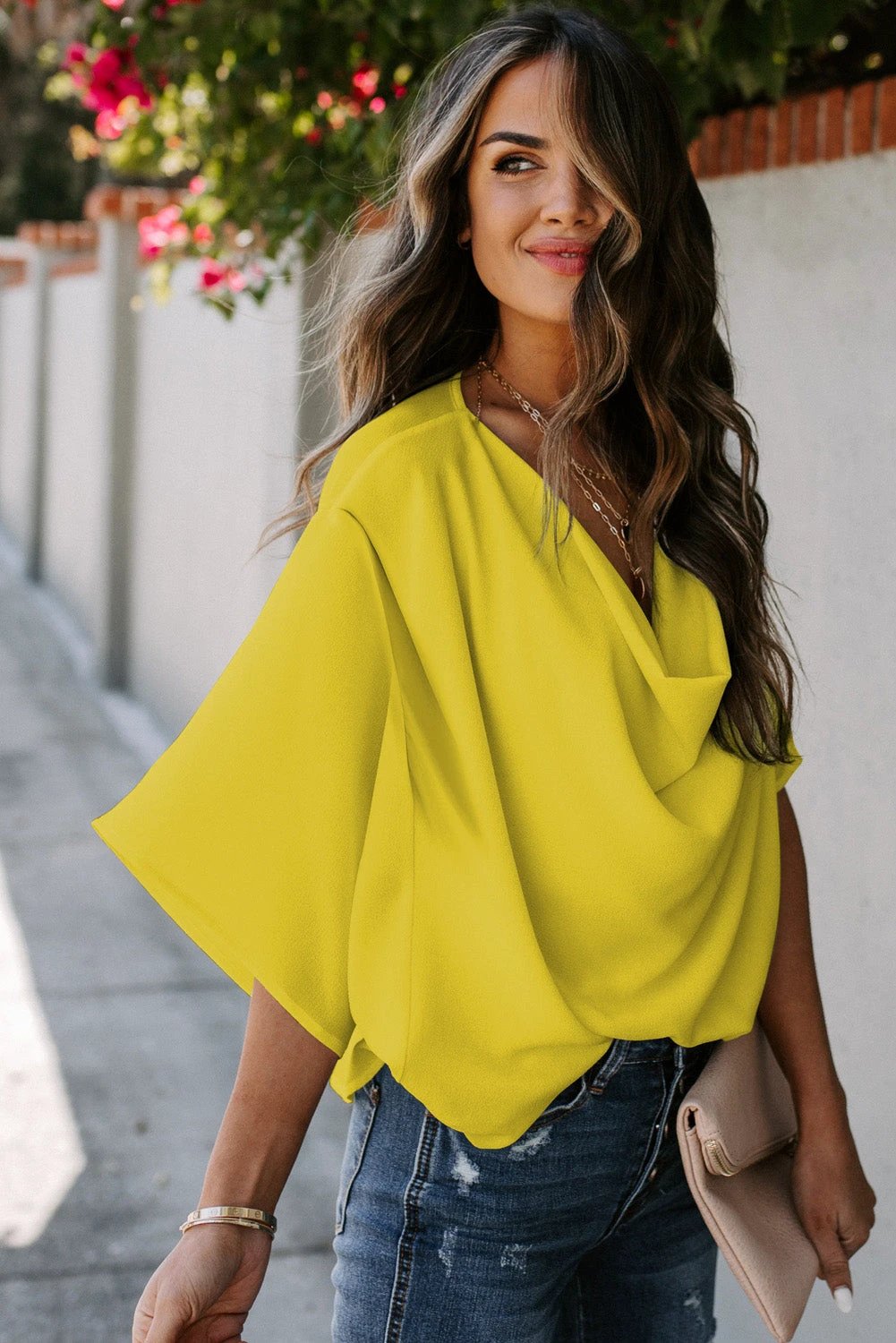 short sleeve wrap blouse