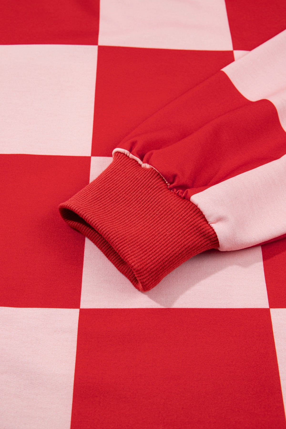 Checkerboard Plaid Long Sleeve Solid Color Shorts Two-Piece Set