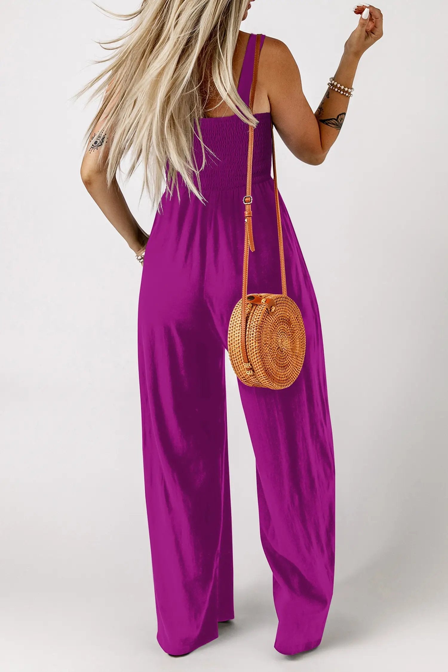 Smocked Square Neck Jumpsuit