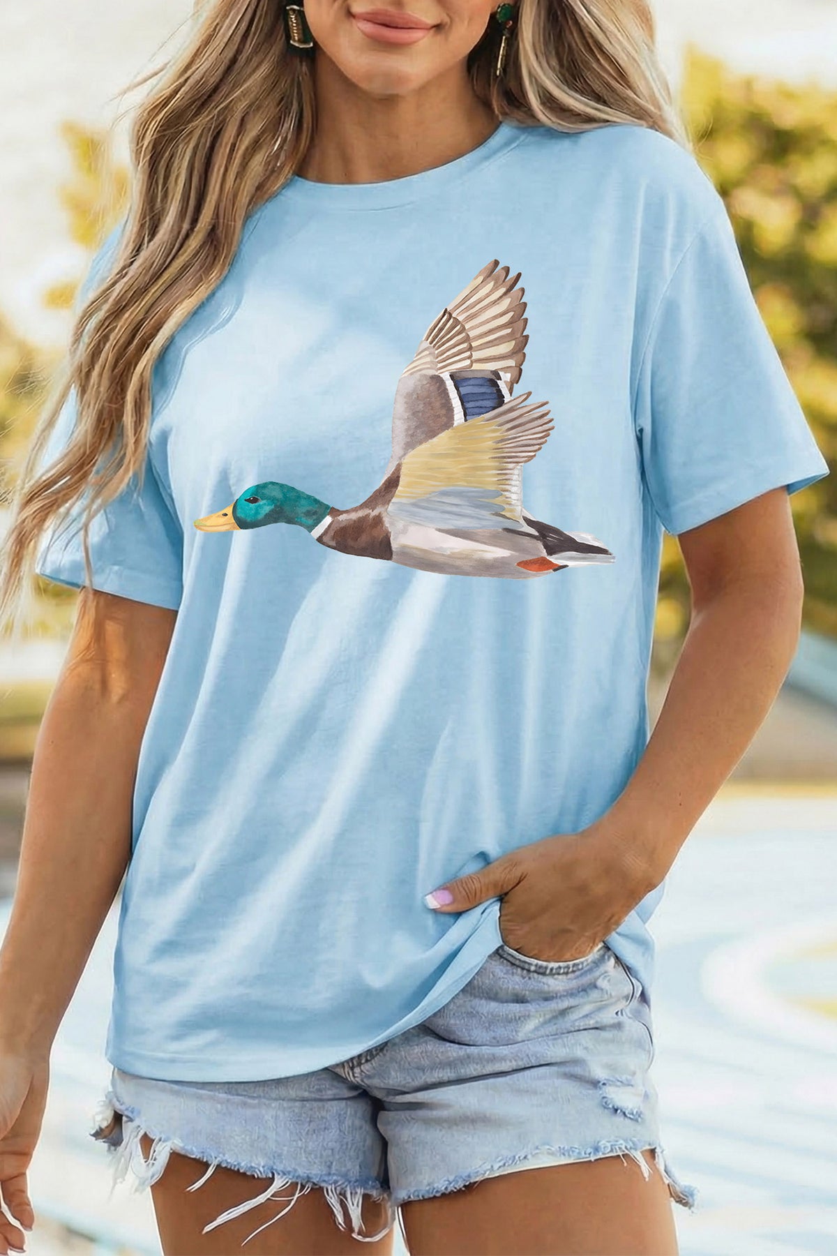 Flying Mallard Print Western Graphic Tee