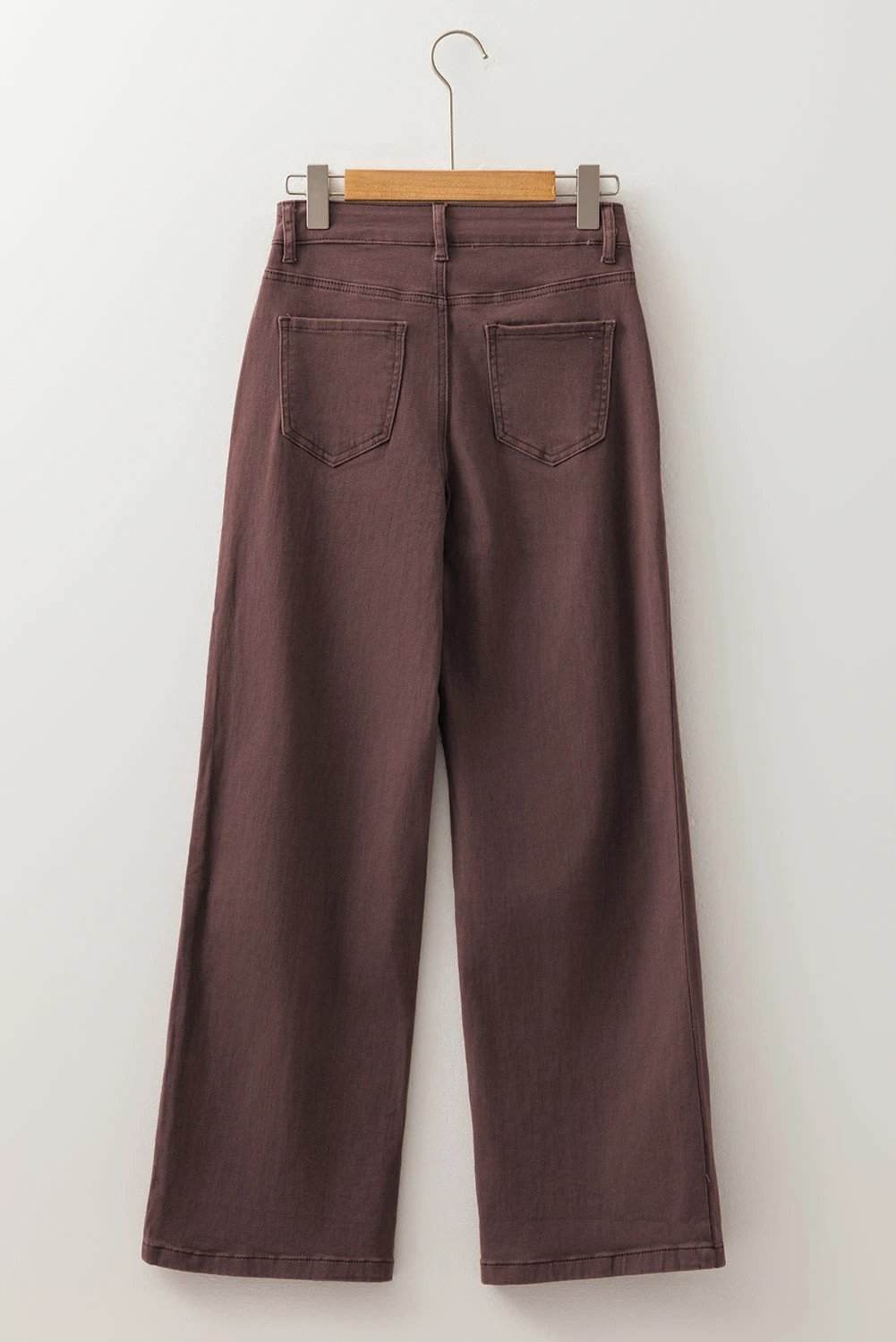 Red loose straight high waist solid color jeans for women casual everyday outfit