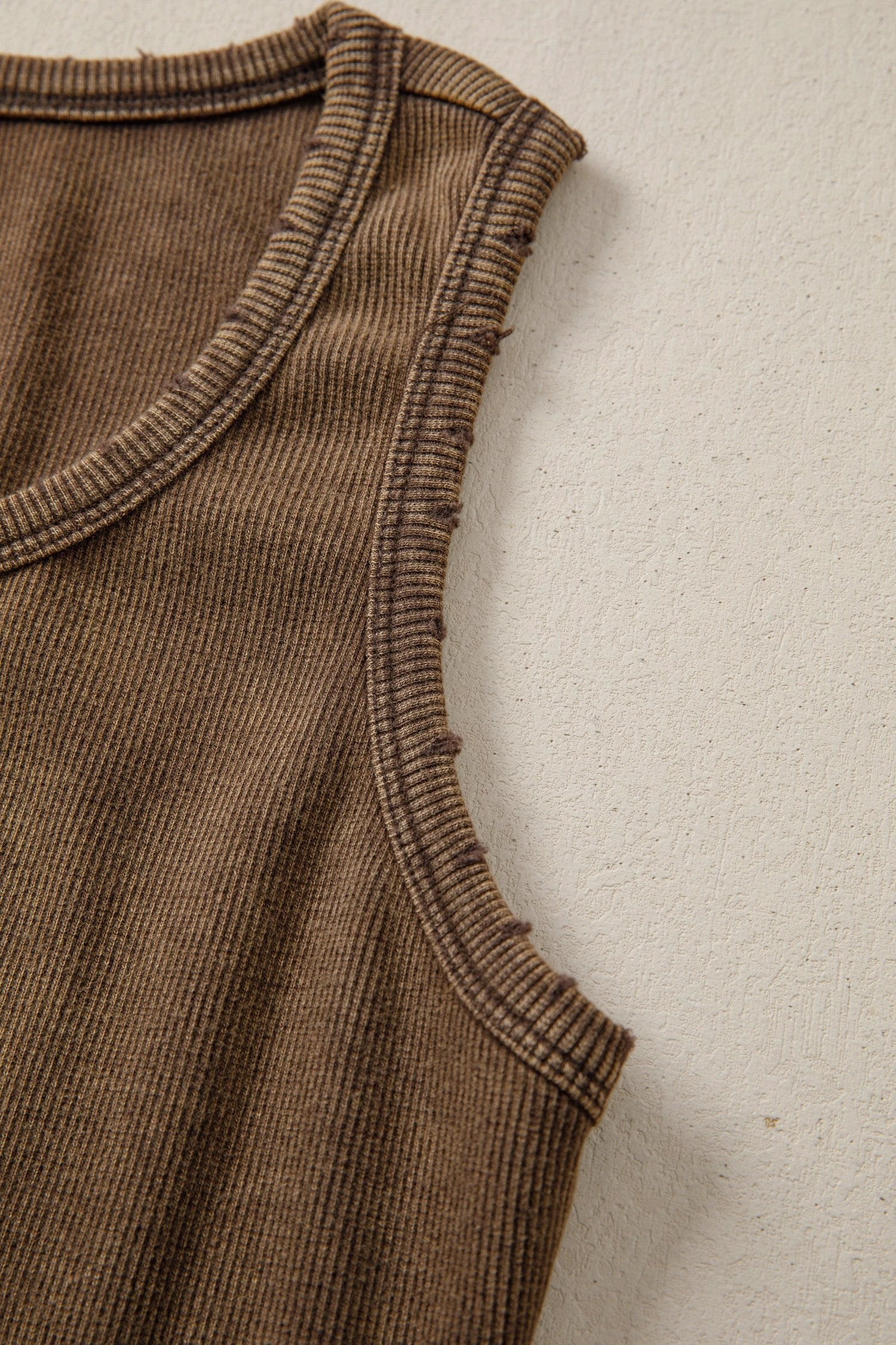 coffee vintage distressed ribbed mineral wash tank top for women casual everyday outfit