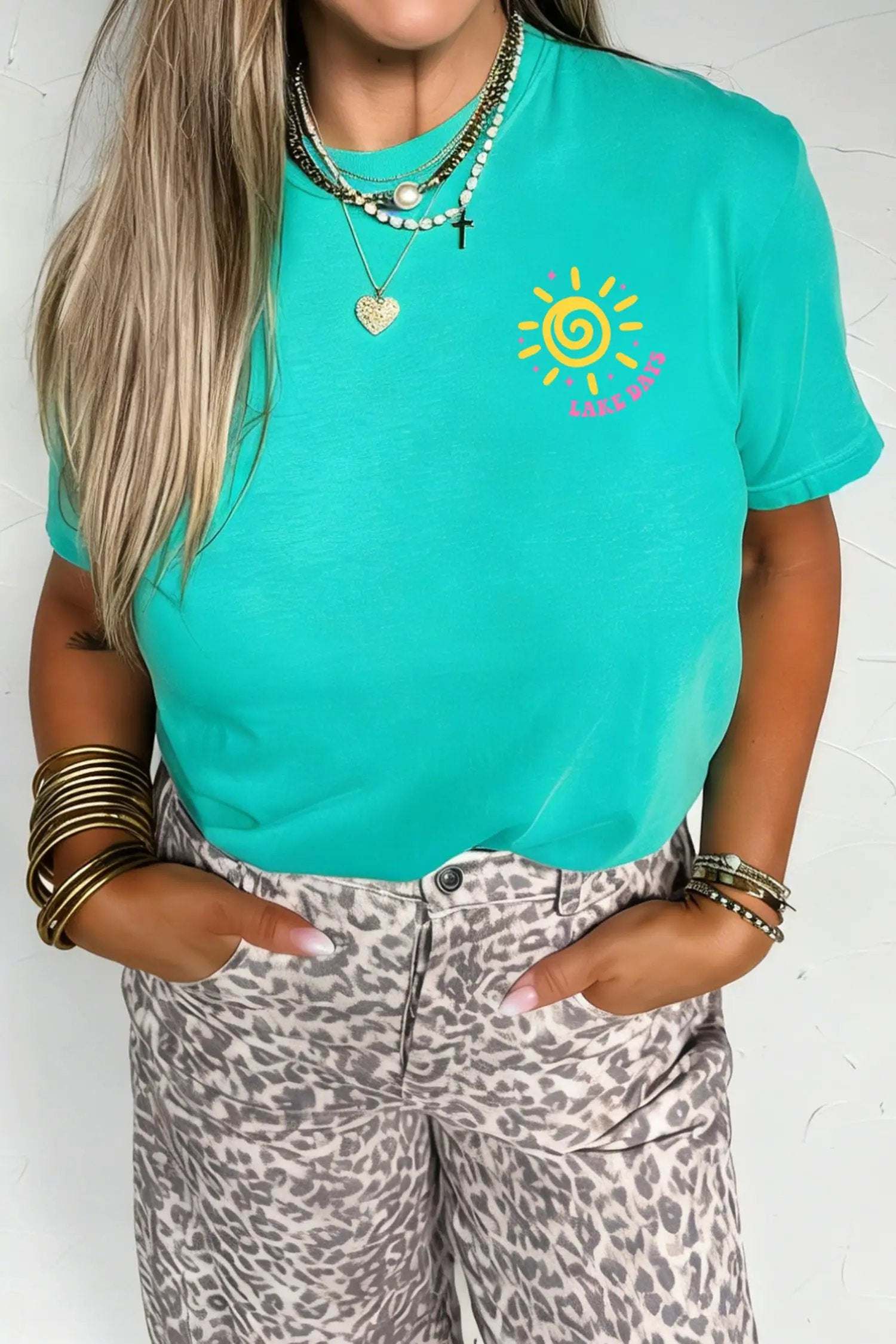 Lake Days double-sided printed graphic tee with relaxed fit and vibrant lake-themed design