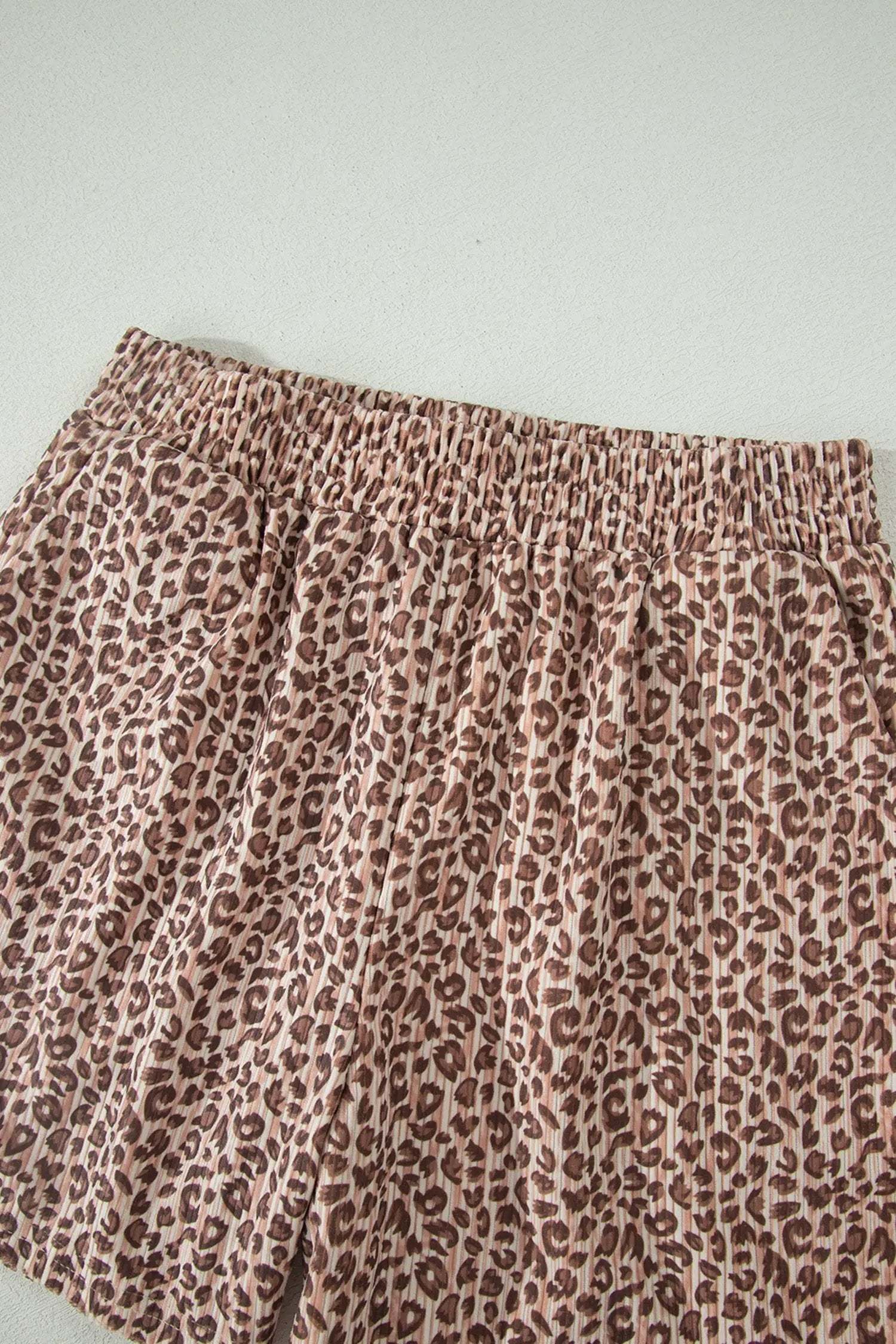 Dear-Lover Dropshipping Main Character Energy | Leopard Print Ribbed Outfit With Button Front Top And Matching Elastic Waist Shorts - Outfit Sets Two Piece Sets/Short Sets