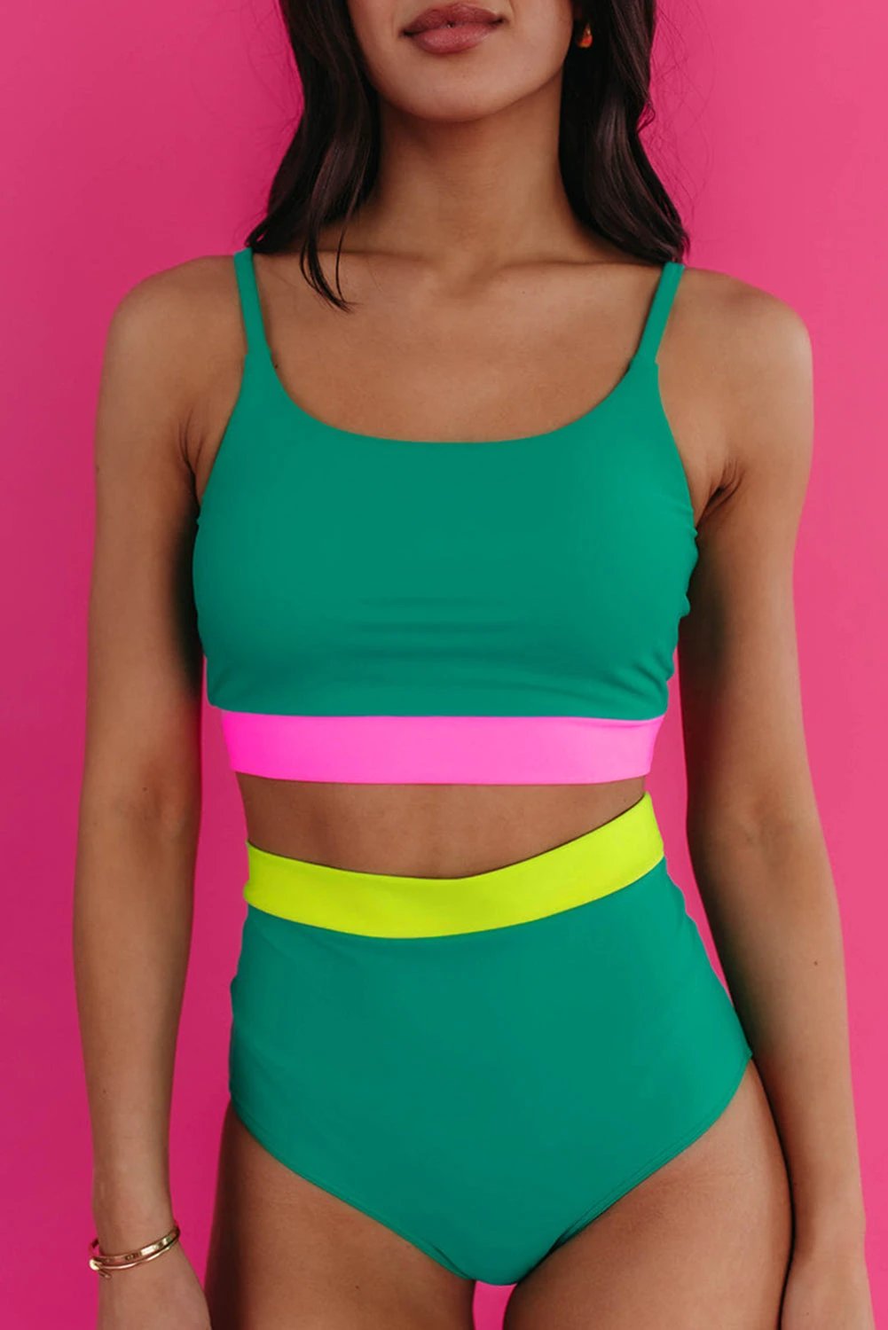colorblock high waisted bikini
