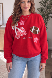 Black Rugby Game Day Patchwork Graphic Plus Size Sweatshirt