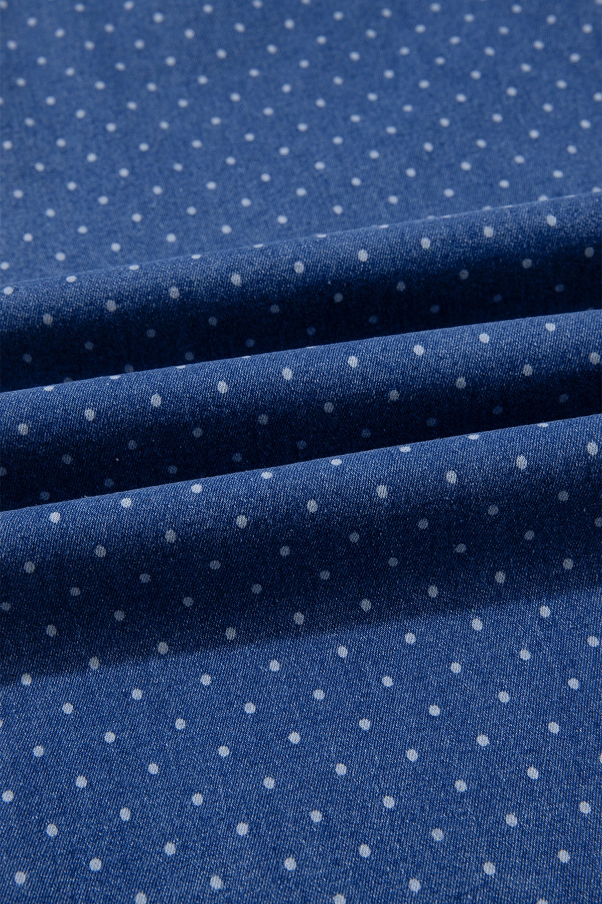Sky Blue Polka Dot Wide Leg Full Length Shift Silhouette Plus Size Jeans