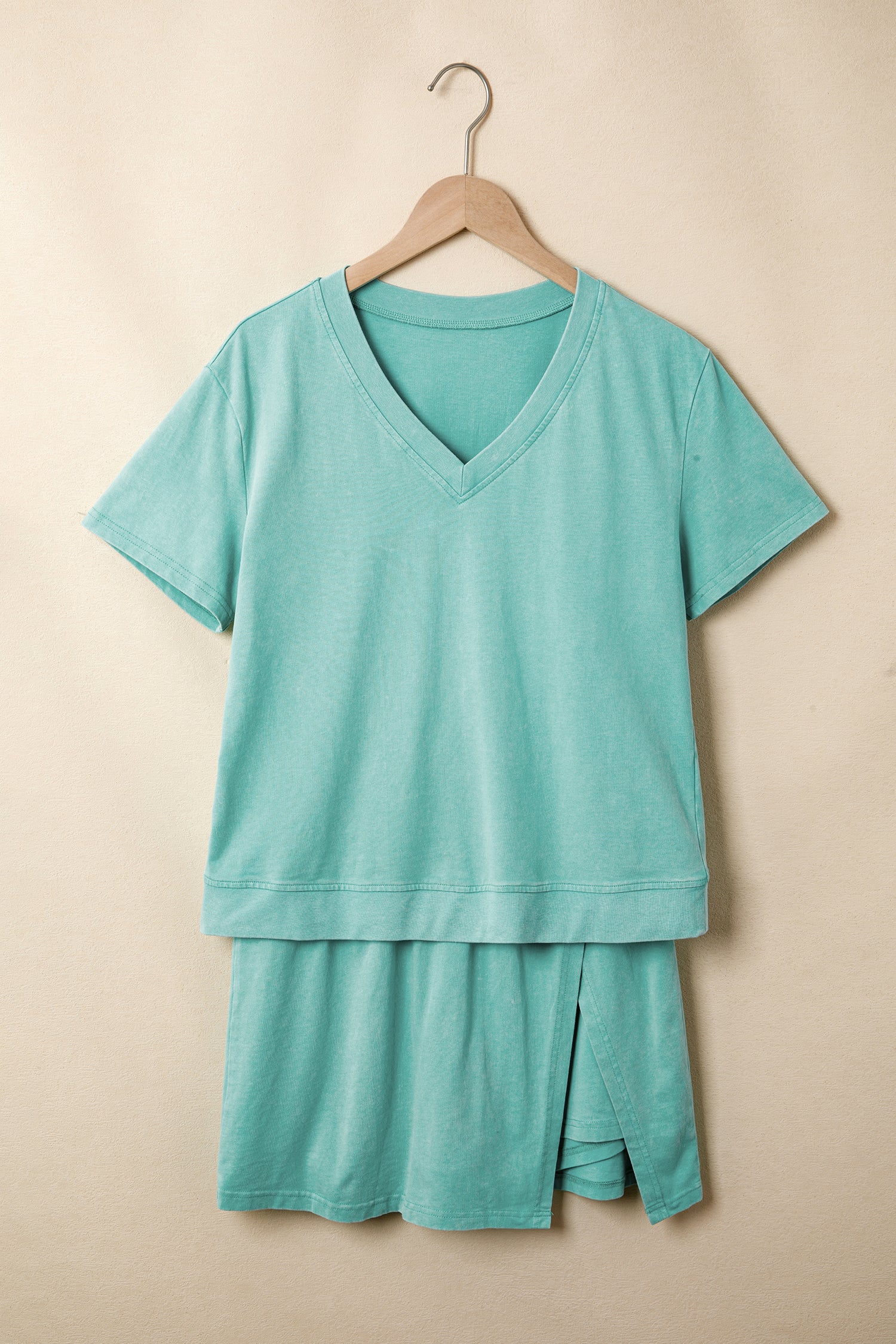 Mineral Wash V Neck Tee with Ribbed Trim — women's casual tee | J&H Apparel