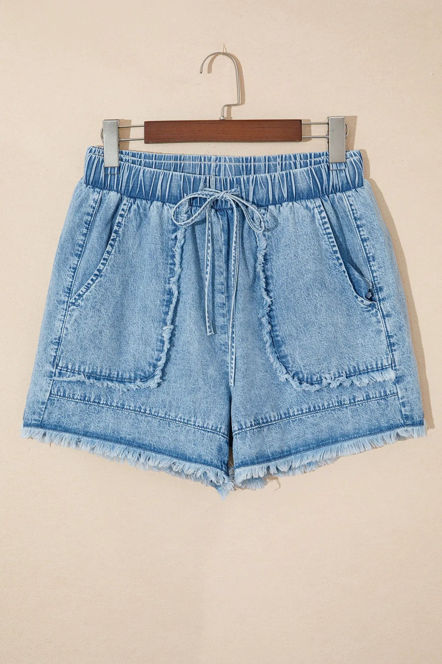 denim frayed edge casual denim shorts for women casual everyday outfit