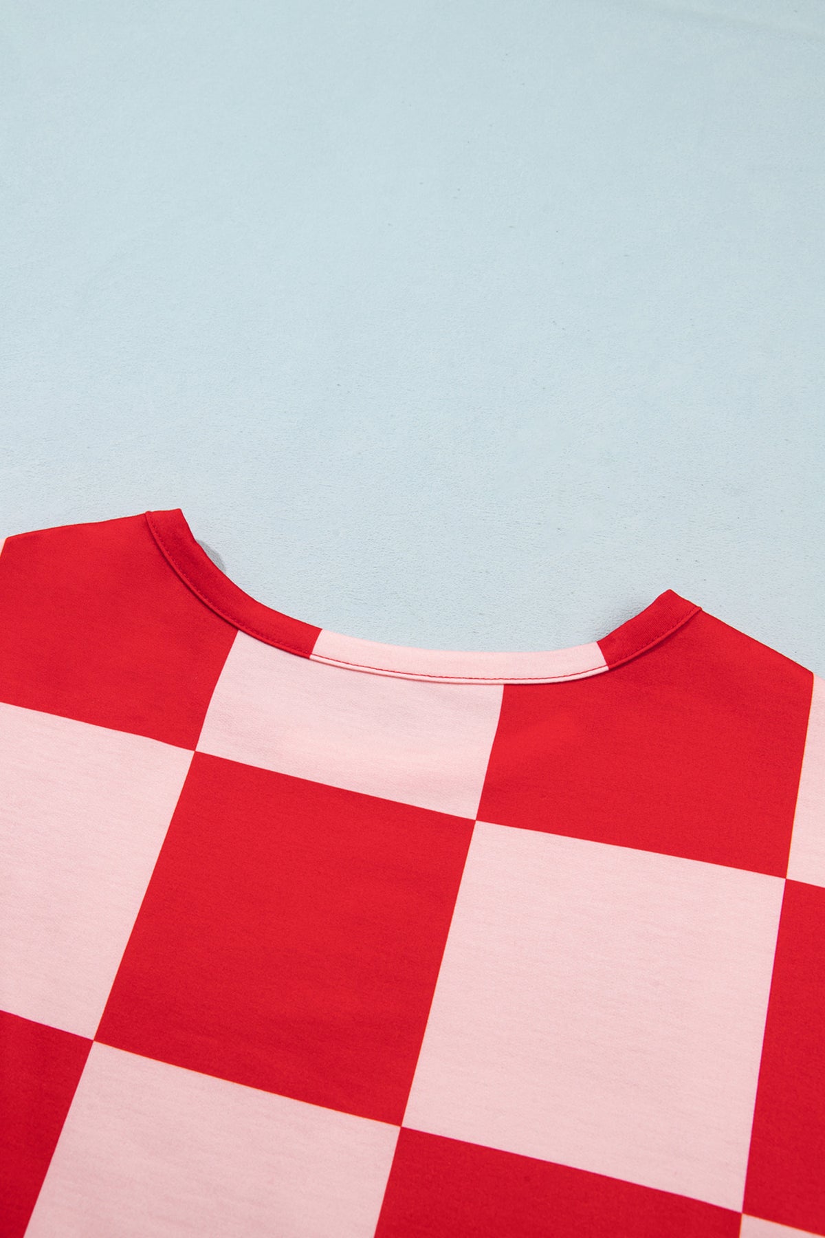 Checkerboard Plaid Long Sleeve Solid Color Shorts Two-Piece Set