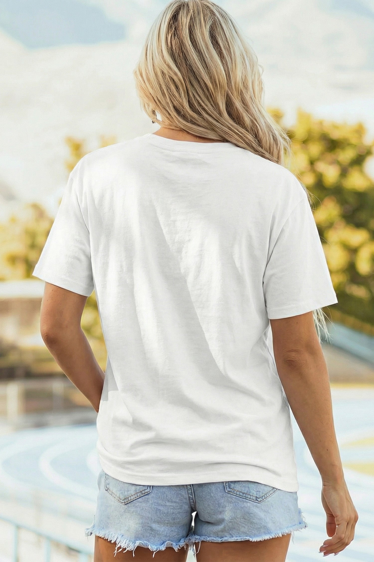 White Embroidered Game Day Theme Football Graphic Tee