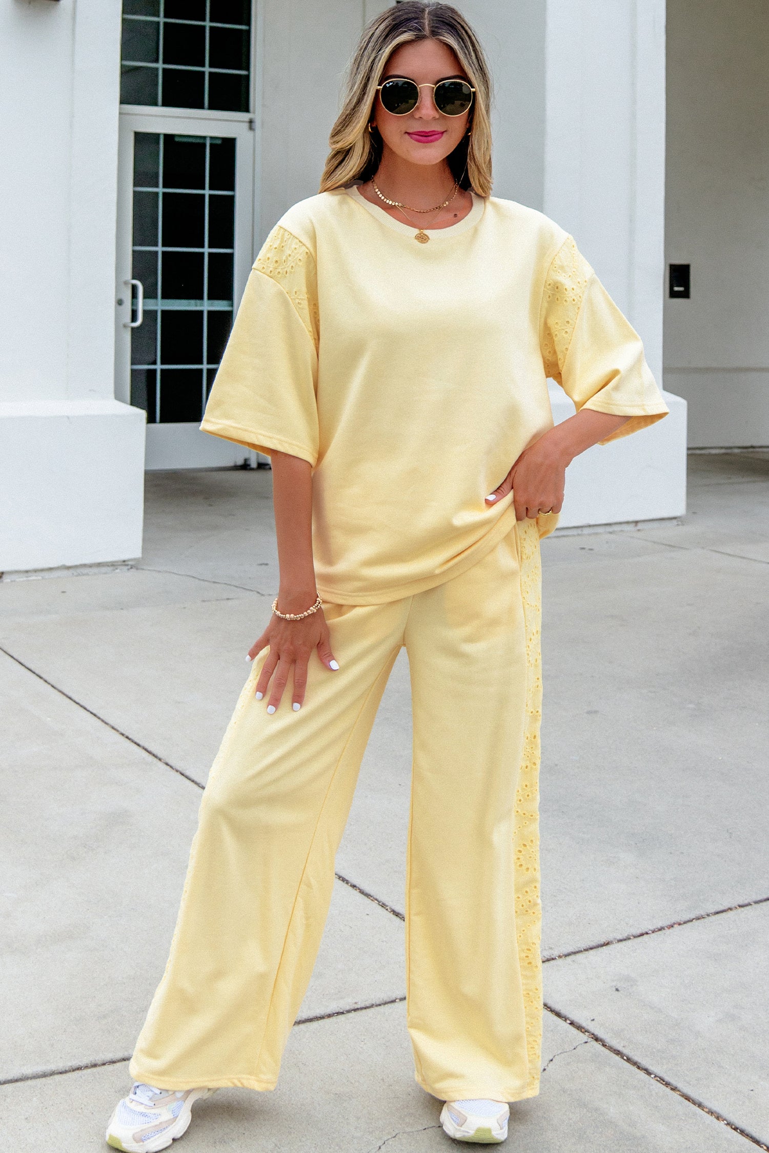 Patchwork Top and Elastic-Waist Pants — women's everyday pants | J&H Apparel