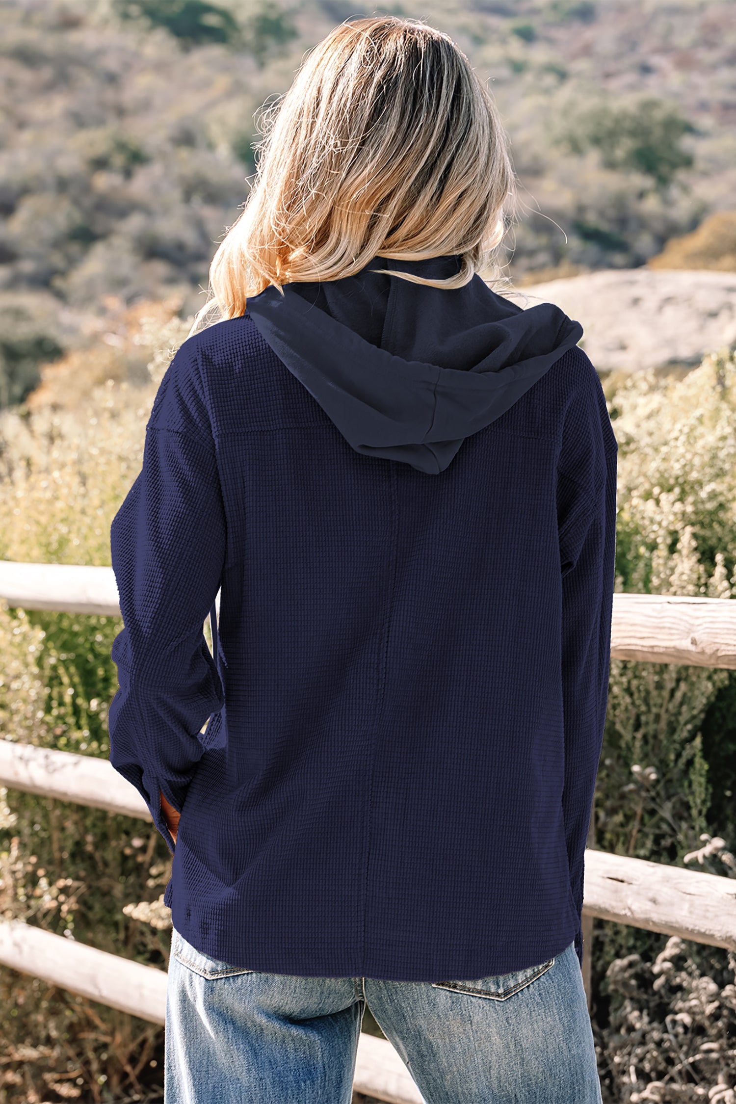 Laurel Green 2 in 1 Thermal Knit Textured Hooded Jacket