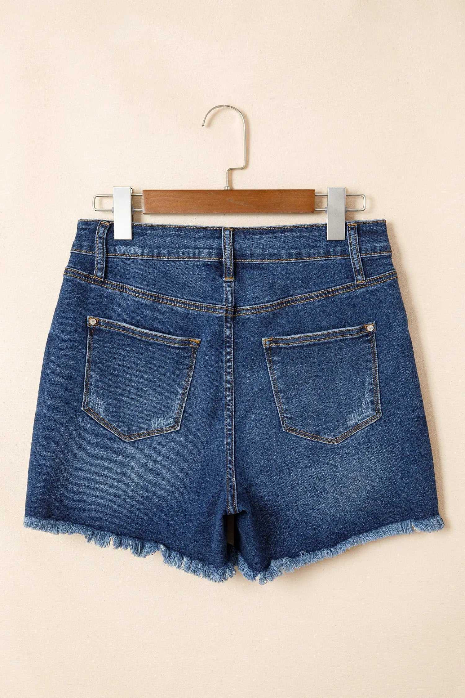 Dear-Lover Dropshipping Effortlessly Chic | Asymmetric Raw-Hem Distressed Denim Shorts - Bottoms/Denim Shorts
