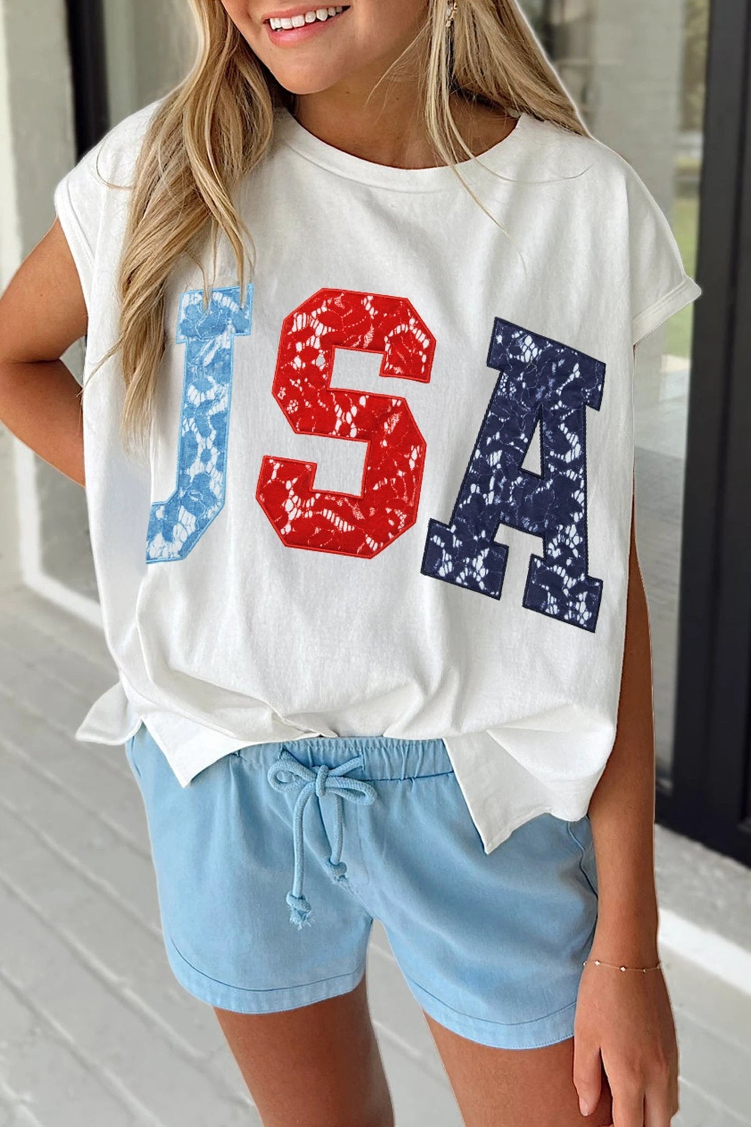 USA color block dolman tee