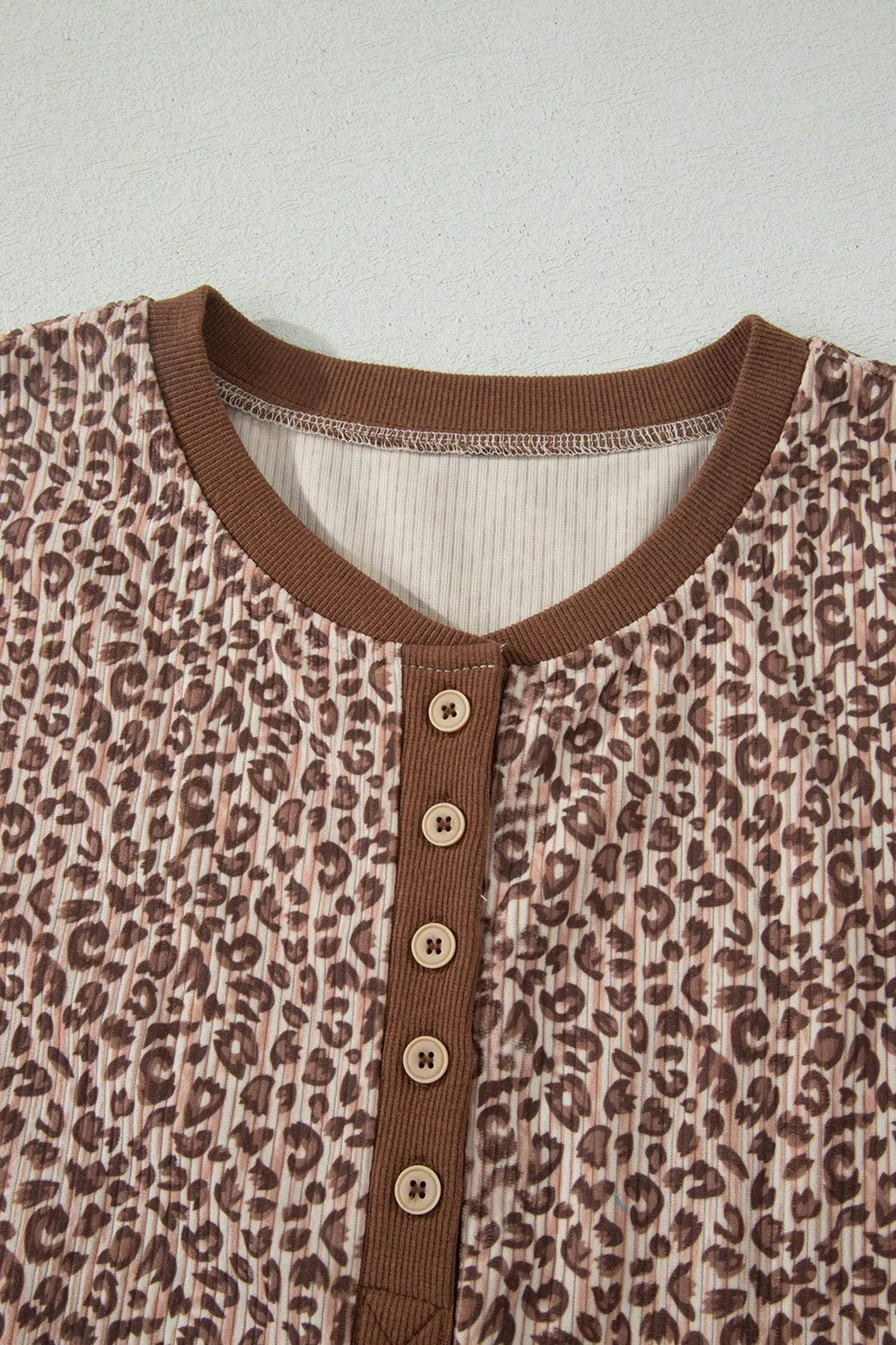 Dear-Lover Dropshipping Main Character Energy | Leopard Print Ribbed Outfit With Button Front Top And Matching Elastic Waist Shorts - Outfit Sets Two Piece Sets/Short Sets