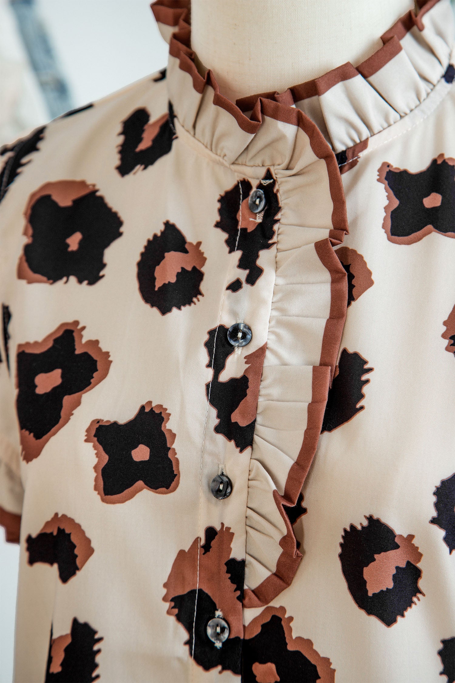 Leopard Print Ruffle Sleeve Blouse — women's everyday blouse | J&H Apparel