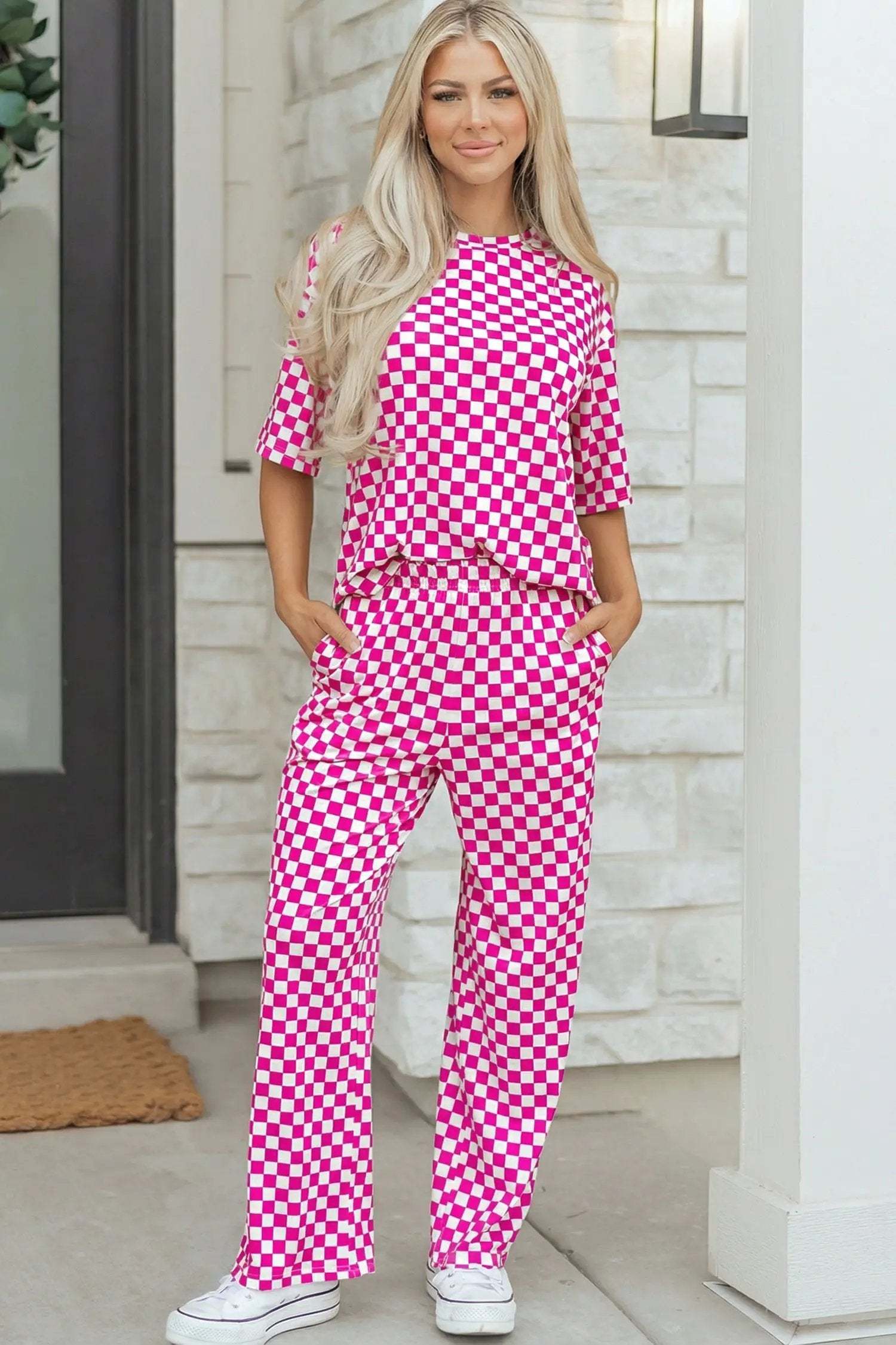 Checkered two-piece outfit set
