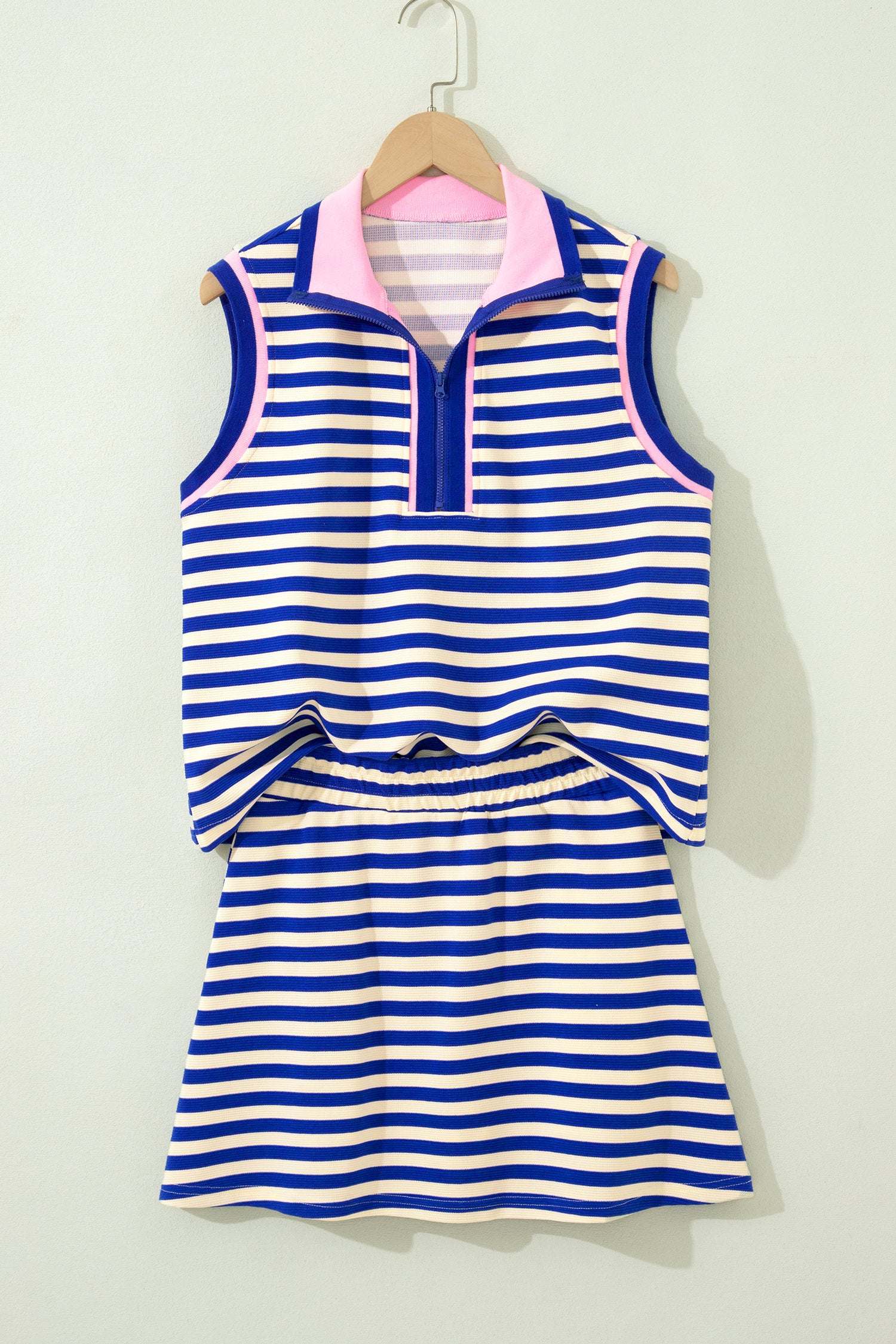  Textured stripe skort set 