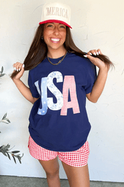 USA flag letters tee