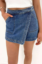 Mini Denim Skort faux-wrapped Cool Mom Energy denim skort