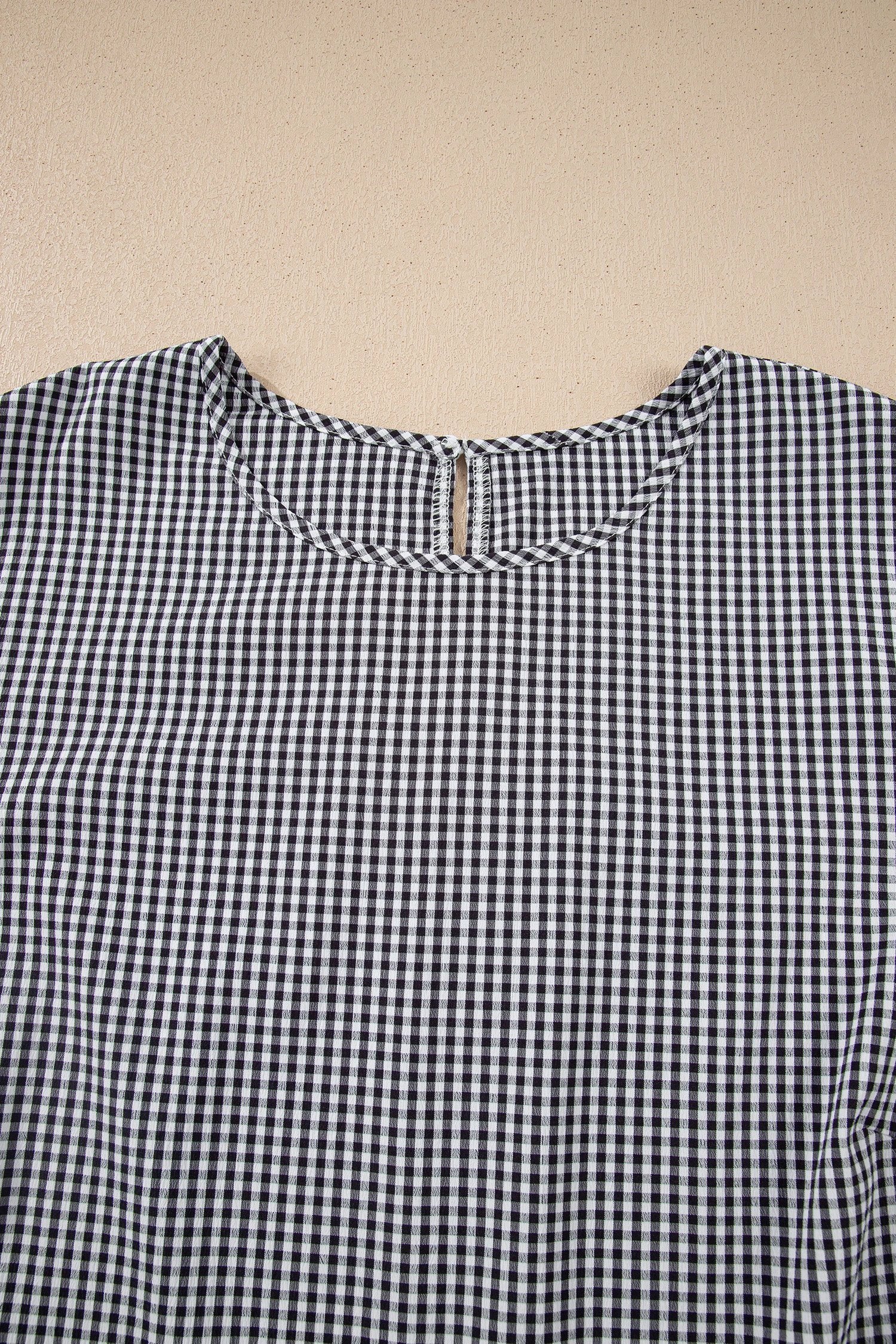 Dear-Lover Dropshipping Black Plus Size Plaid Bow Decor Bell Sleeve Round Neck Jumper - Plus Size/Plus Size Tops/Plus Size Tops & Tees