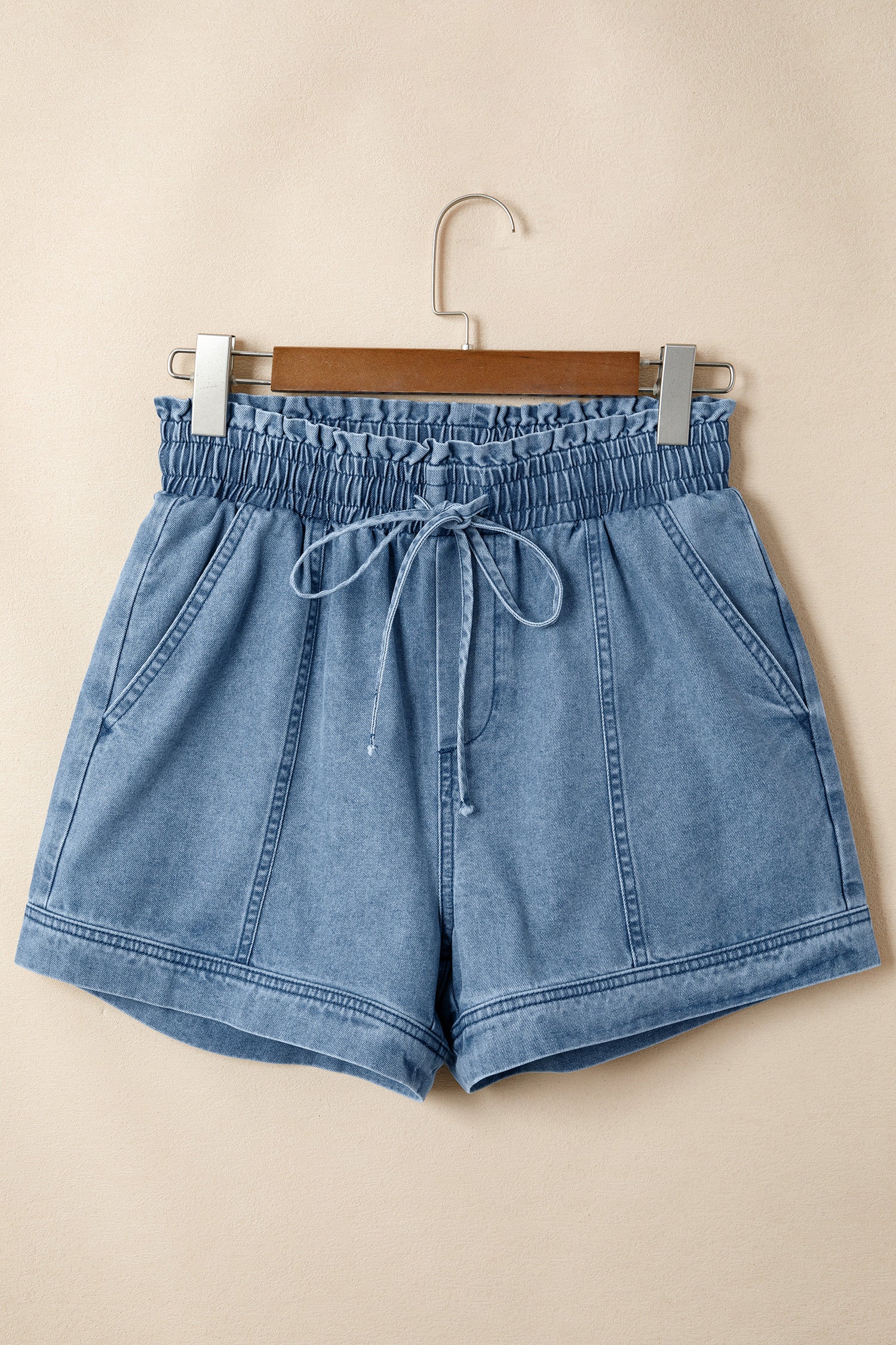 Smocked Denim Shorts | Elastic Waist High Rise Casual Style