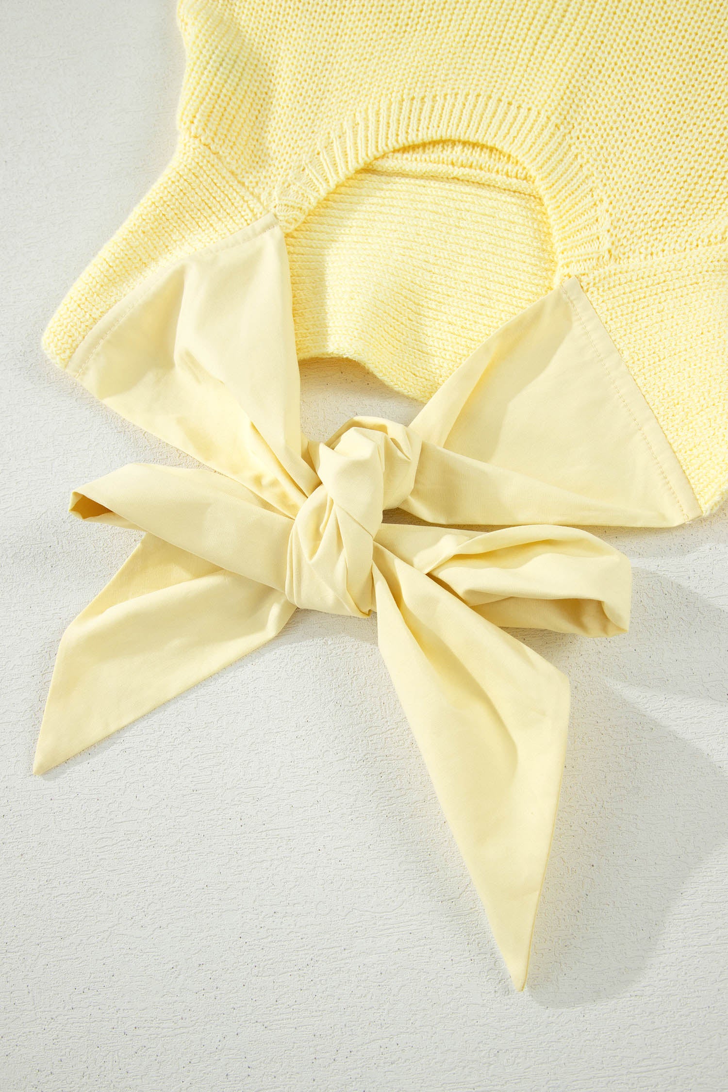 Knot Back Cropped Knit Tank Top | Pastel Yellow Summer Style