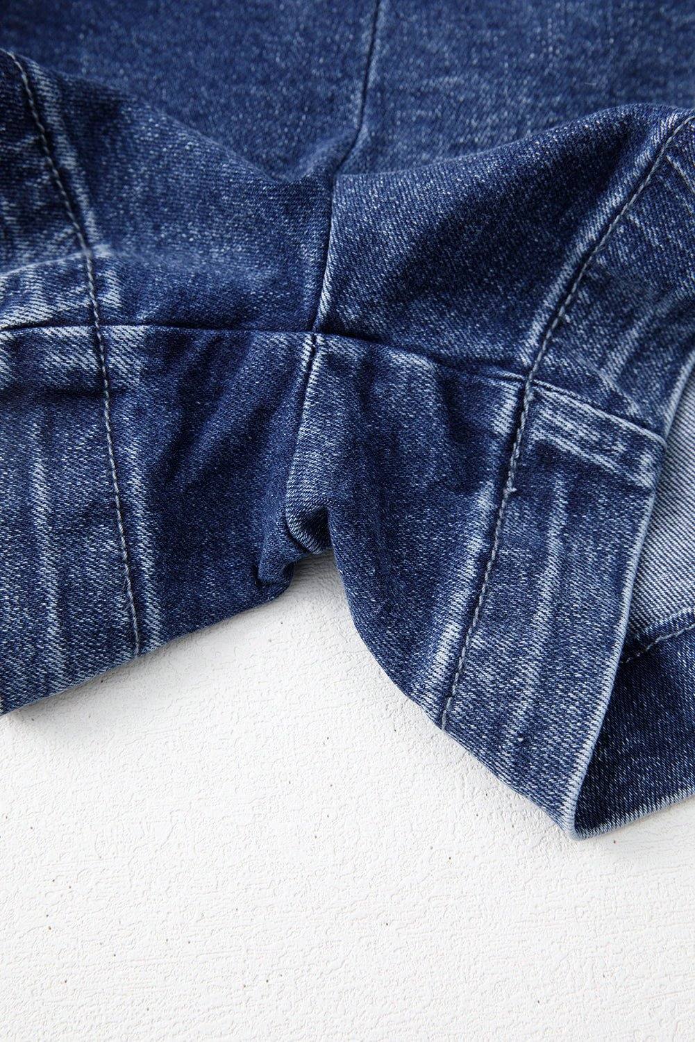 Dear-Lover Dropshipping Sail Blue Acid Wash Asymmetric Twisted Wrapped Zipped Denim Skort - Bottoms/Denim Shorts
