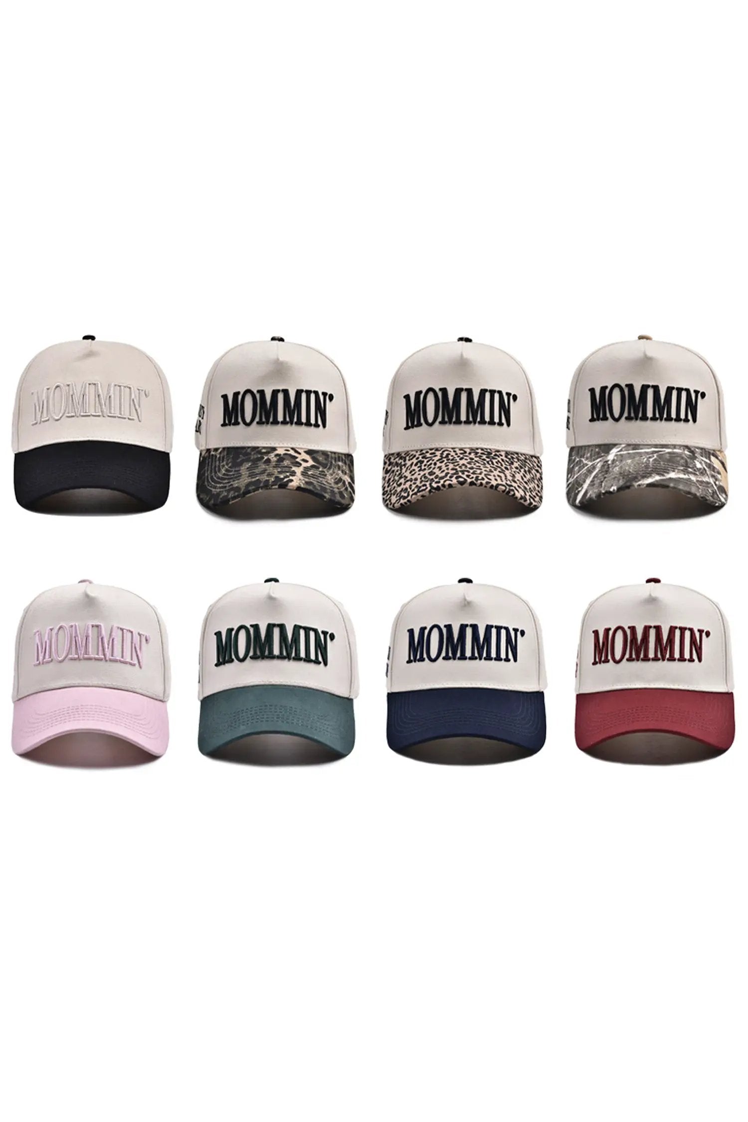 black mommin embroidered leopard contrast brim baseball cap for women casual everyday outfit