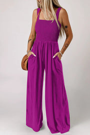 Smocked Square Neck Jumpsuit
