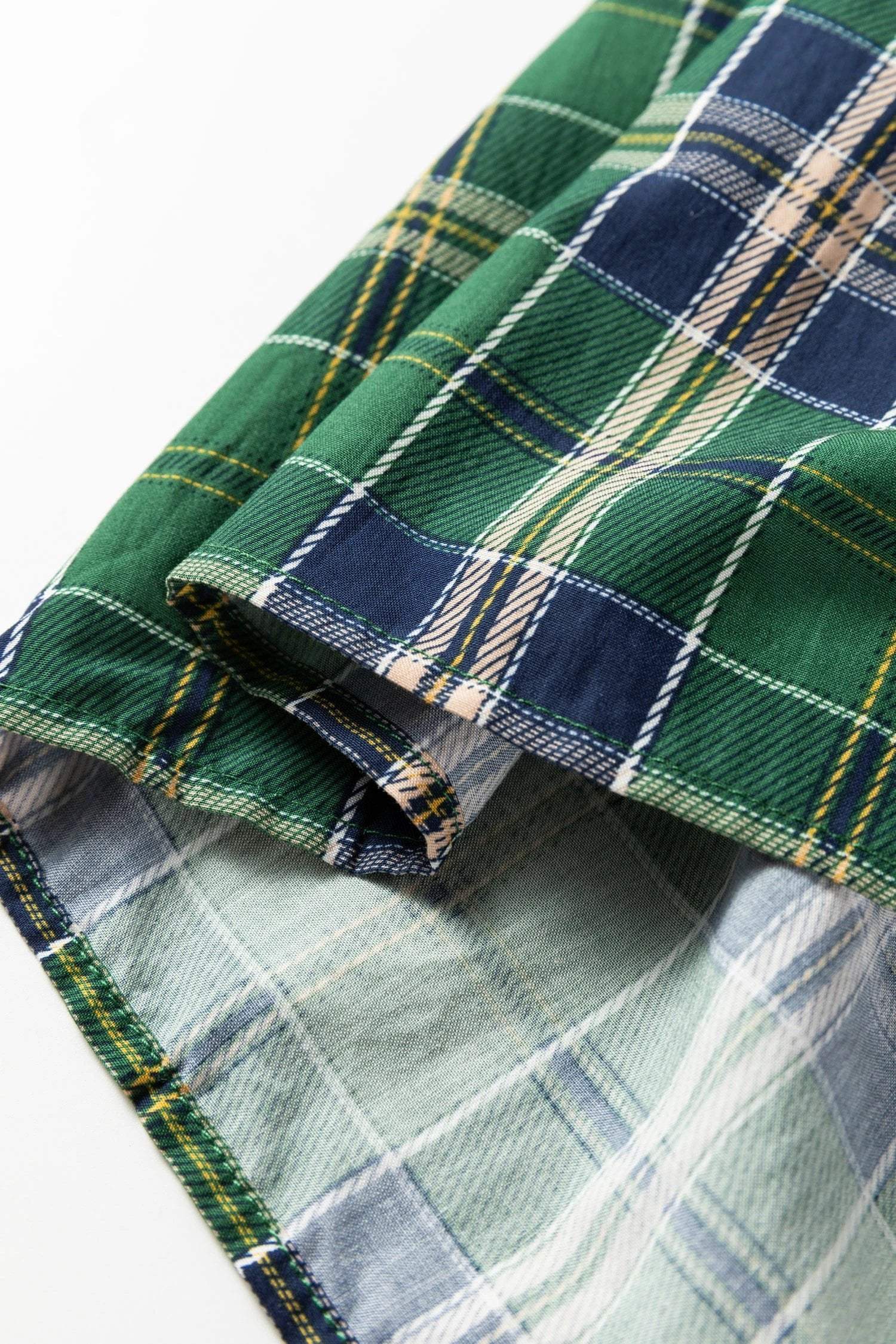 green plus size plaid long sleeve notched neck shift mini dress for women casual everyday outfit