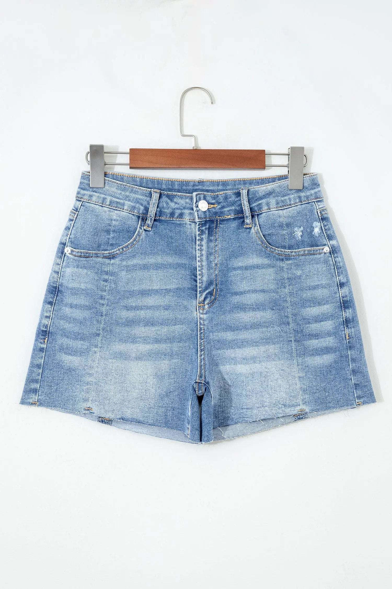 Dear-Lover Dropshipping Beau Blue Acid Wash Raw Hem Denim Shorts - Denim Shorts Bottoms/Denim Shorts