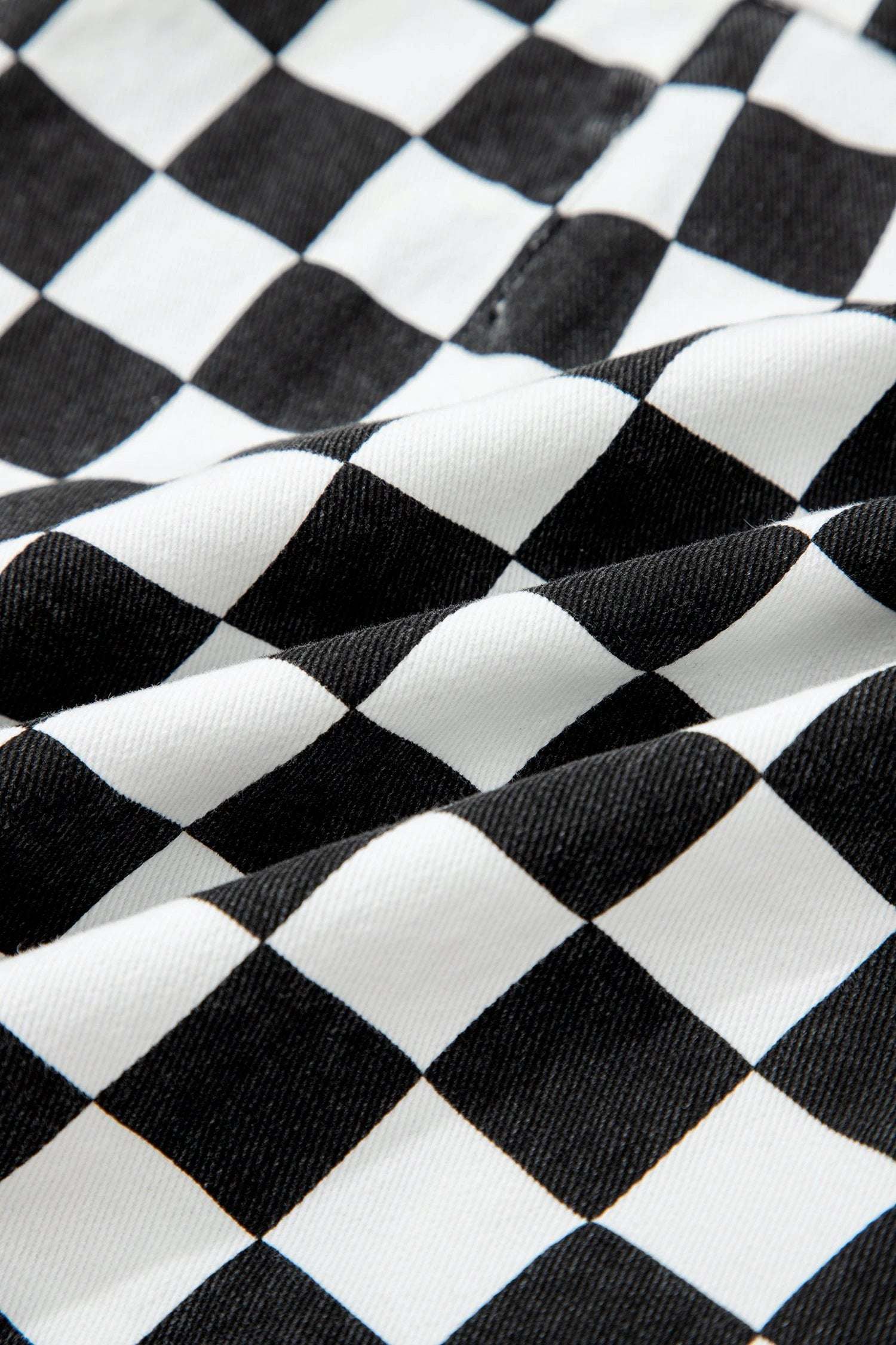 black checkered print overlap denim shorts for women casual everyday outfit