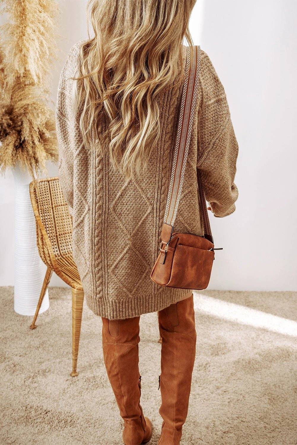 Cable knit drop-shoulder Sweater Dress | Cozy Confidence - Shop now.