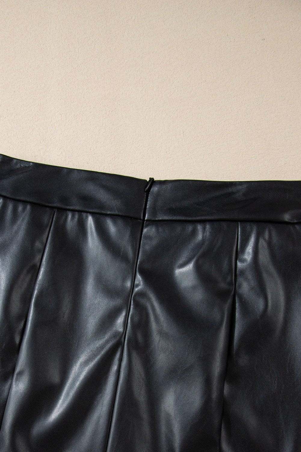 black pu leather side slits slim fit high waist mini skirt for women casual everyday outfit