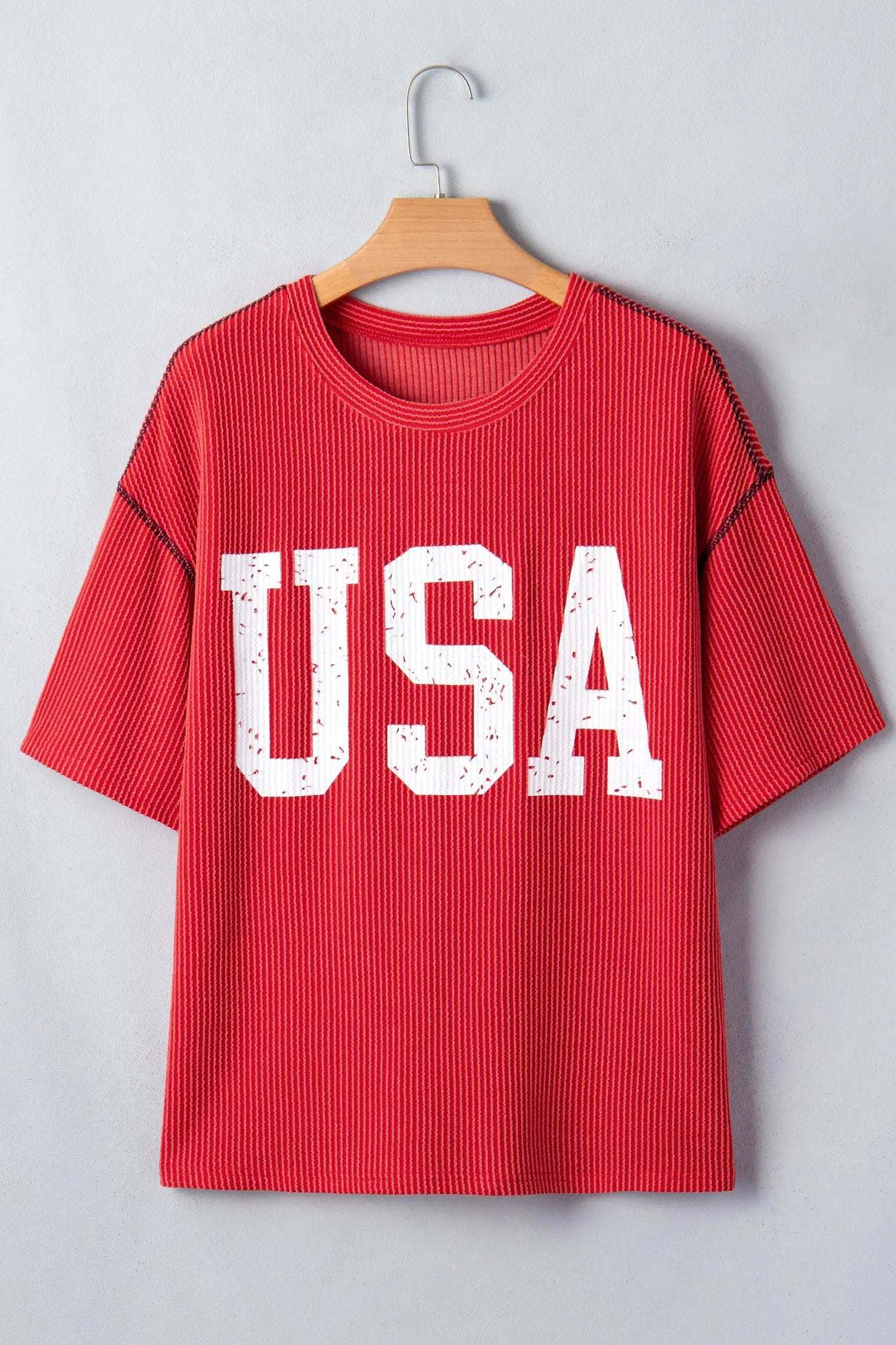 Oversized USA Graphic Ribbed Tee