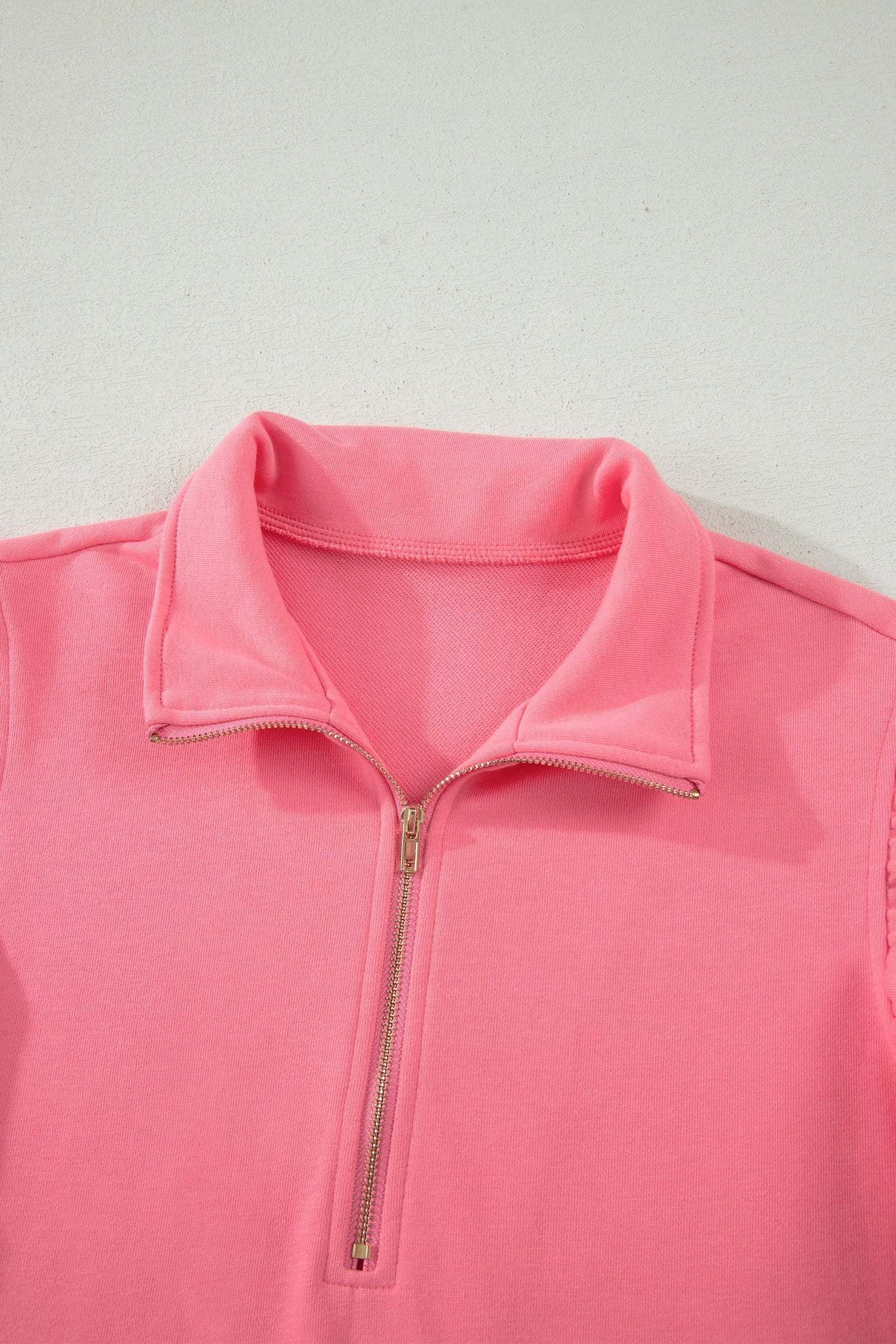 Ruffled Half Zip Short Set cozy vacation outfit with matching shorts