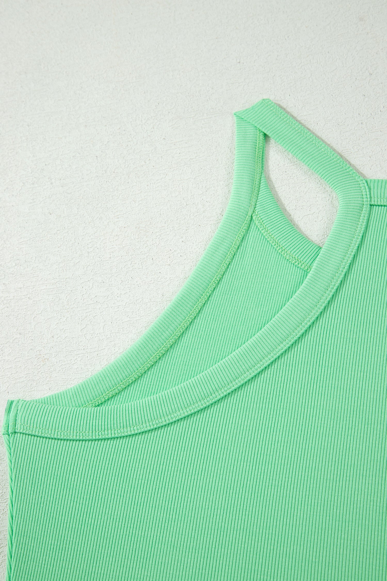 Ribbed Tank Top Shorts Set | Elastic High-Waist Outfit